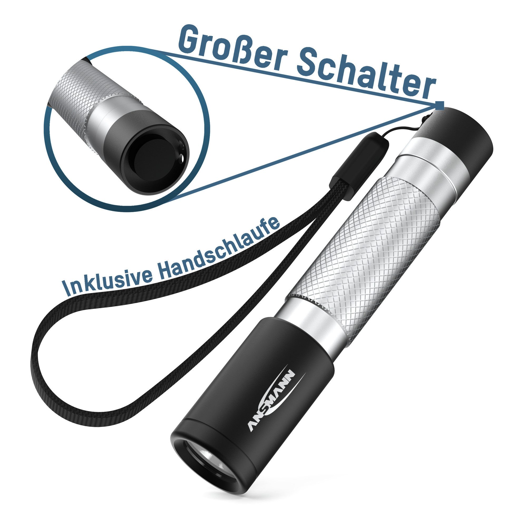 ANSMANN AG LED Taschenlampe DAILY USE LED Taschenlampe 70B inkl. AA Batterie – LED Taschenlampe