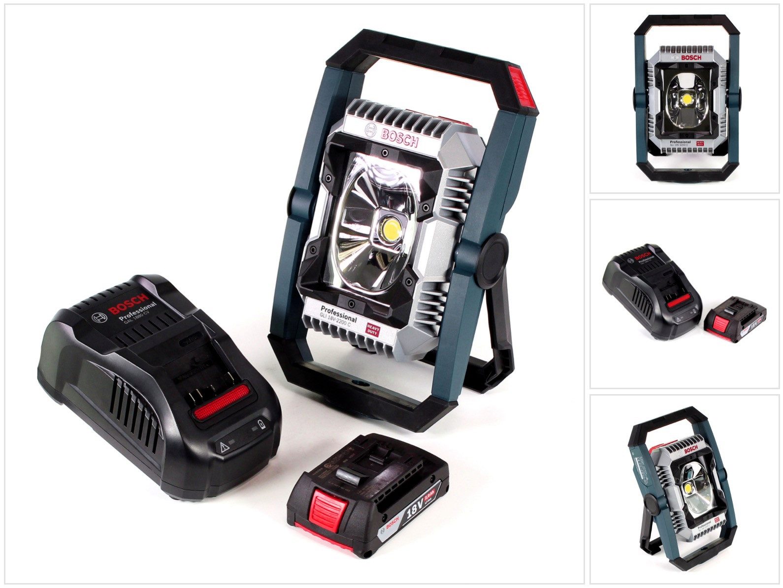 Bosch Professional Baustrahler GLI 18V-2200 C Akku Lampe 18V 2200lm Bluetooth (0601446501) + 1x 2