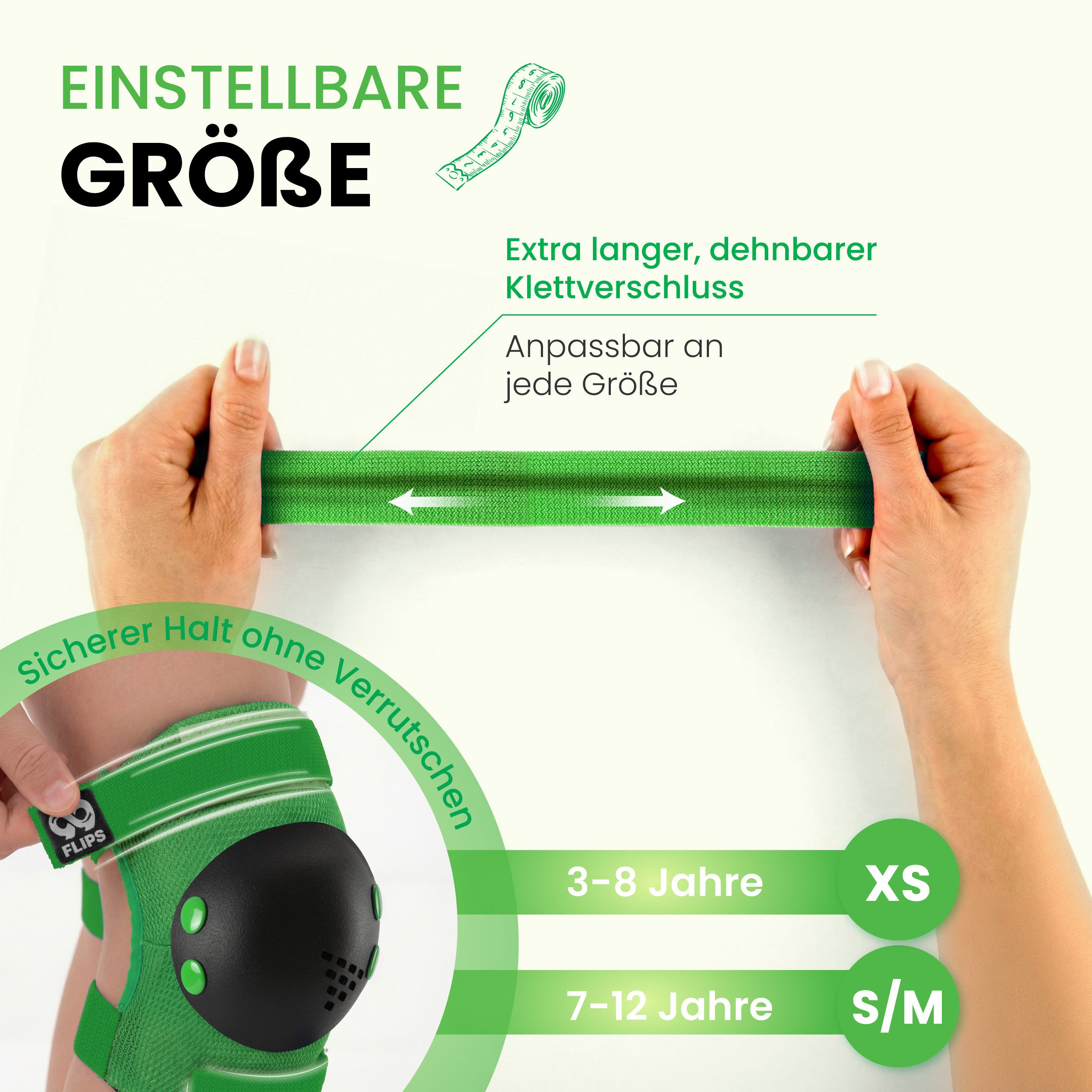 99FLIPS Protektoren-Set RISE Schoner Set Kinder für Skateboard und Inline Skaten (Inliner Schützer Set Kinder, 7-tlg., Inliner Schoner Knie-, Ellenbogen und Han – Bild 4 von 5