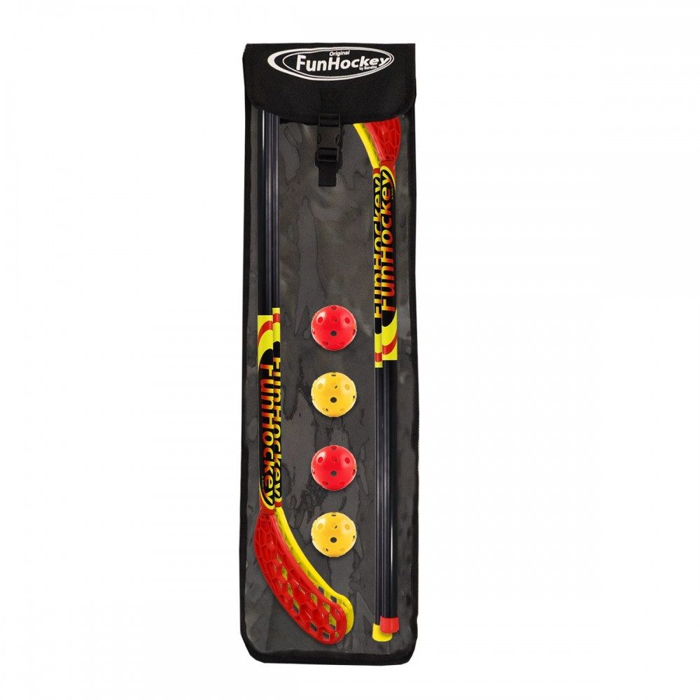 Bandito Floorballschläger FunHockey Schläger-Set, 4 Schläger, 4 Bälle, 1 Tasche