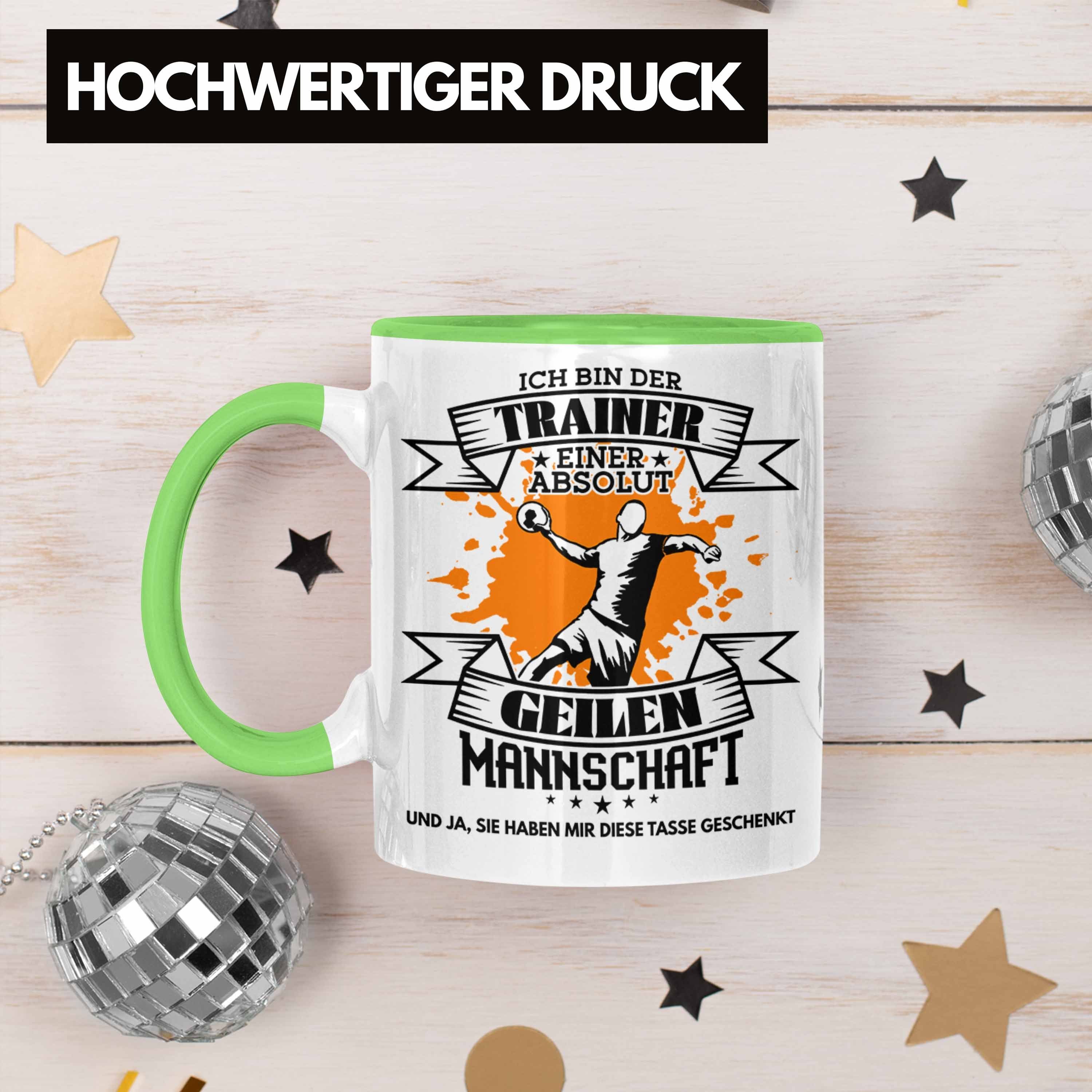 Trendation Tasse Trendation - Handball Geschenk von Tasse S Mannschaft Grün Trainer Lustiger