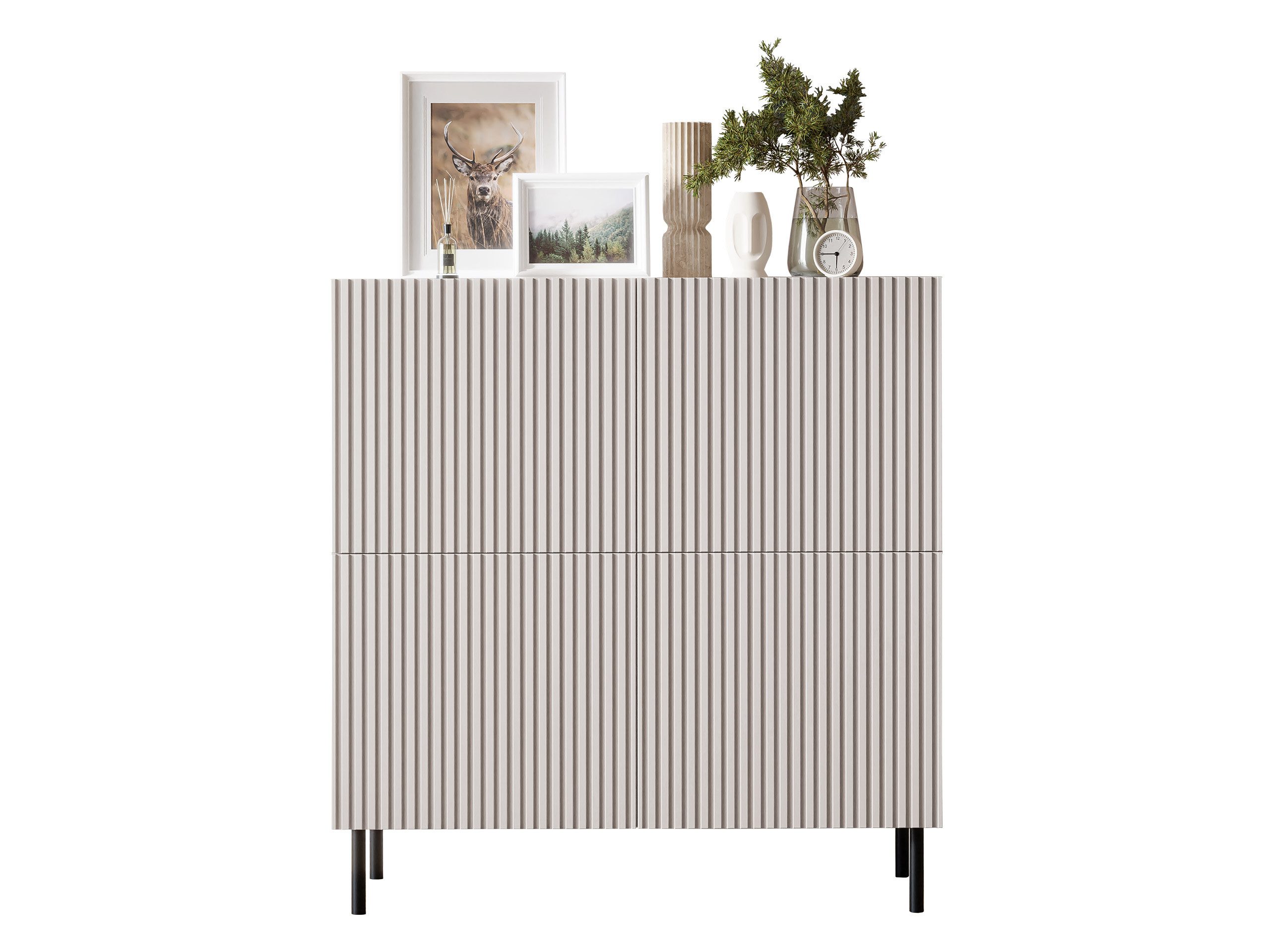 MIRJAN24 Kommode Aruba 4D 101 (mit vier Drehtüren), Metallfüße in der Farbe Schwarz