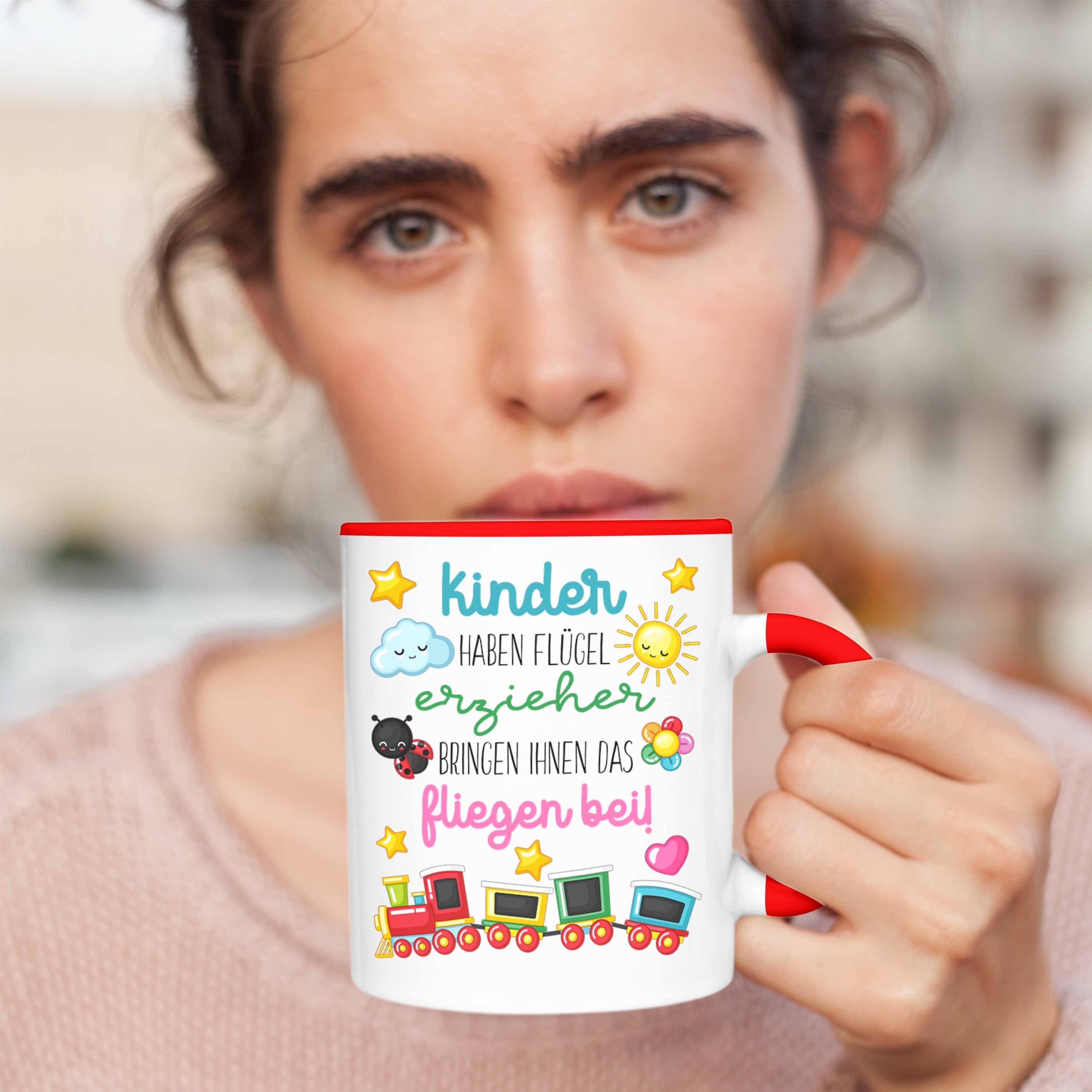 Trendation Kindergärtnerin Geschenk Rot Beste Spruch Flügel Dankeschön Erzieherin Abschiedsgeschenk Danke Tasse Trendation Tasse -