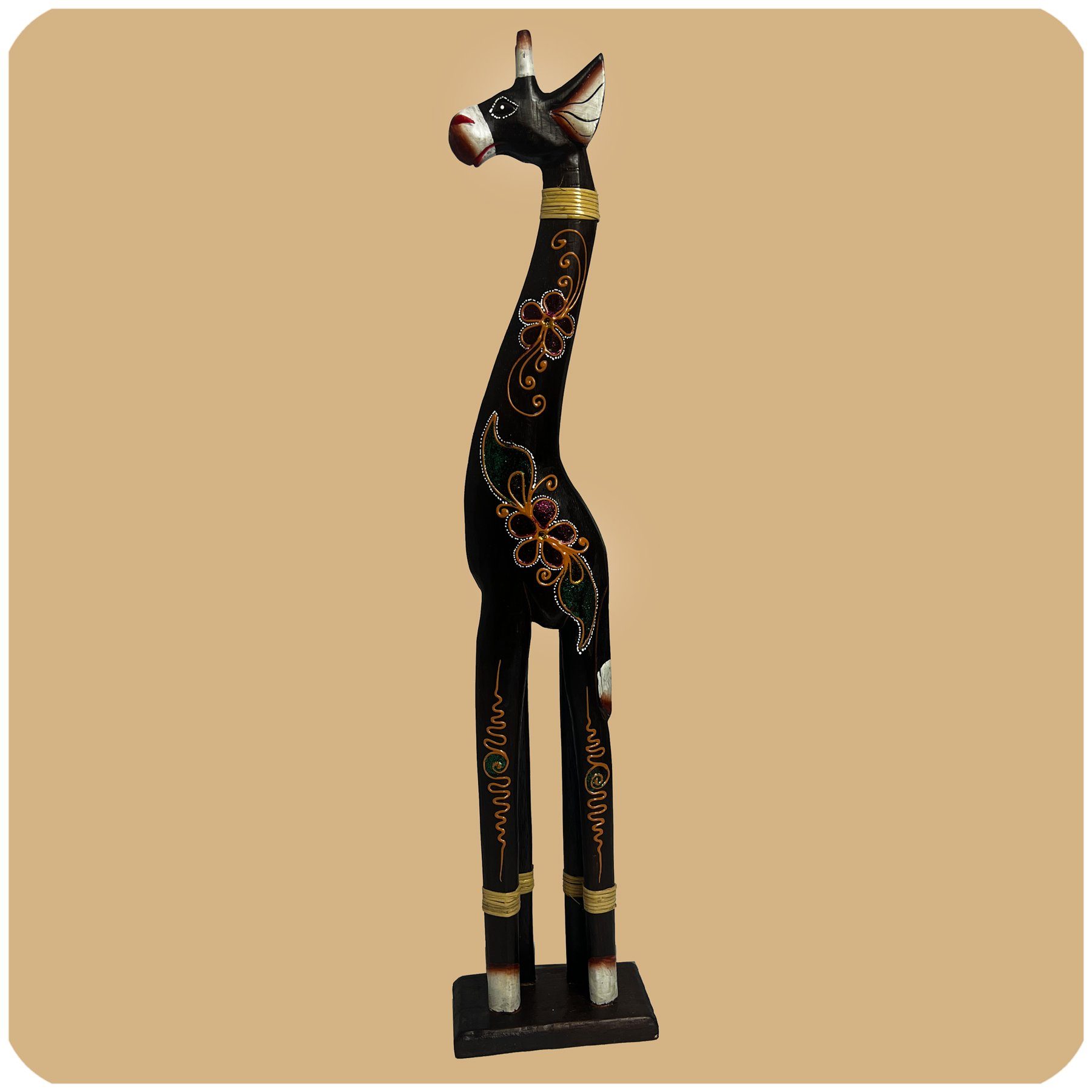 SIMANDRA Skulptur XXL Holzfigur Giraffe, afrikanisch bemalt in 3 Größen erhältlich