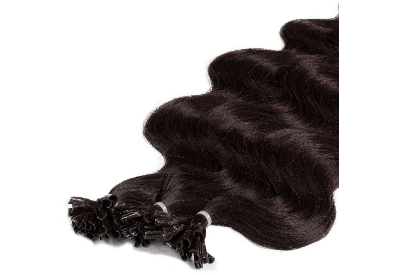 hair2heart Echthaar-Extension Premium Bondings gewellt #5/0 Hellbraun 40cm