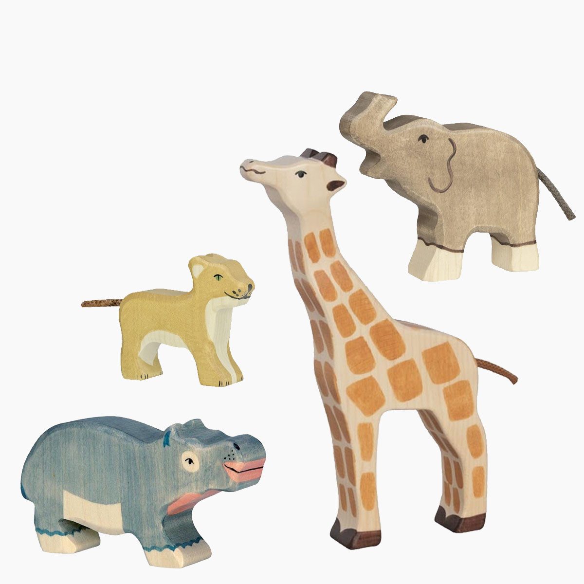 Holztiger Spielwelt Wilde Tiere-Set, (Spar-Set, 4-tlg., set), Ideal für kreative Abenteuer mit Wildtieren aus Holz