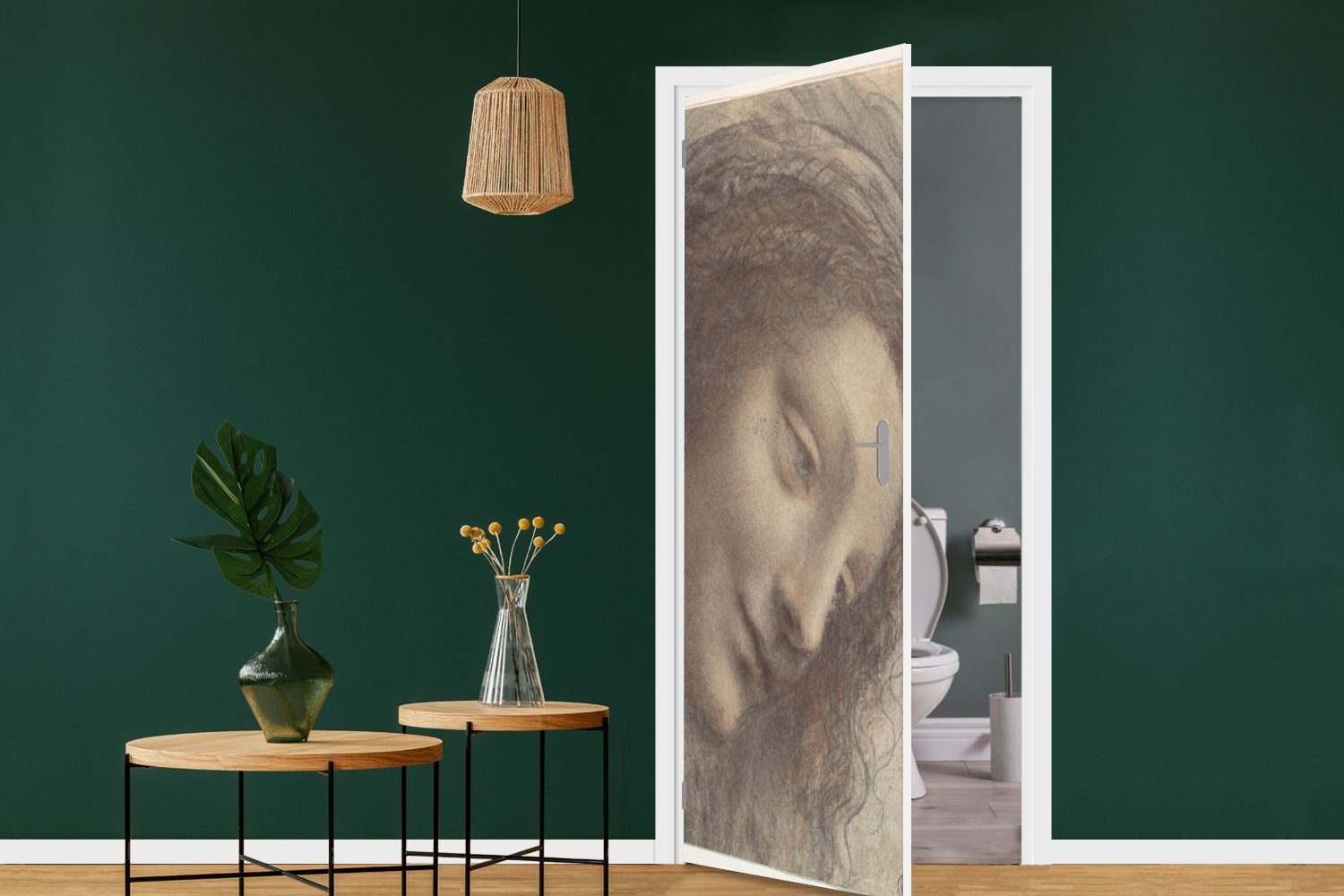 Leonardo cm Haupt bedruckt, für Türtapete da 75x205 Fototapete Jungfrau MuchoWow Das Tür, Vinci, Türaufkleber, St), der Maria Matt, (1 -