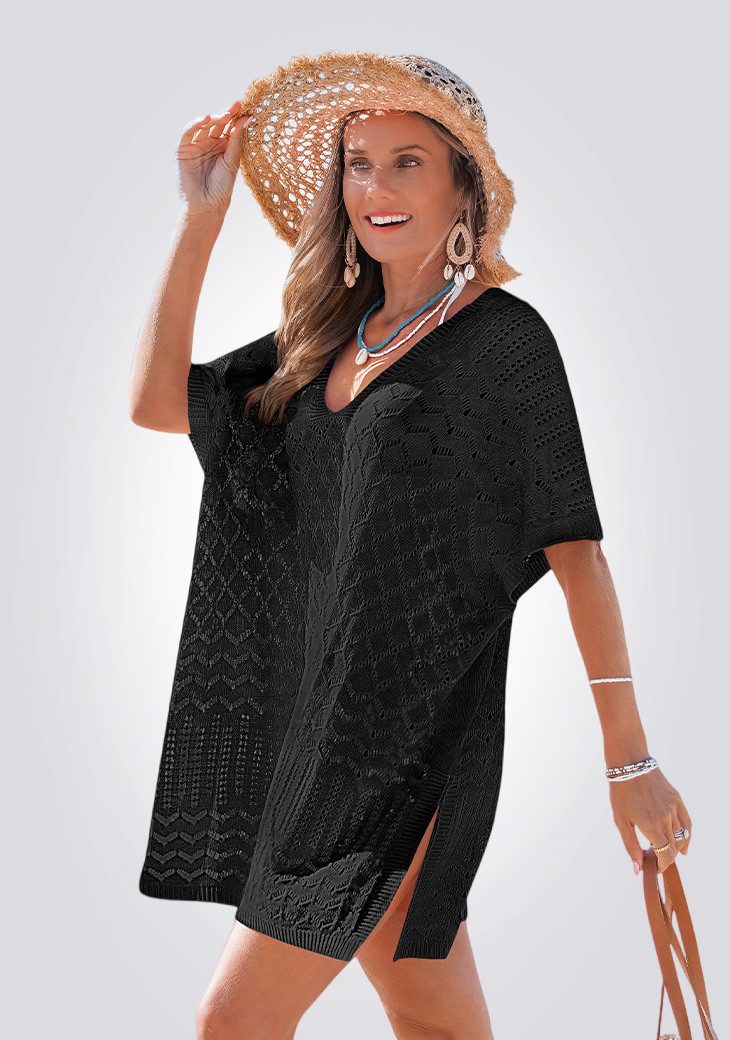 Cupshe Strandkleid Ärmel Mini Split Hem Cover-up Kleid
