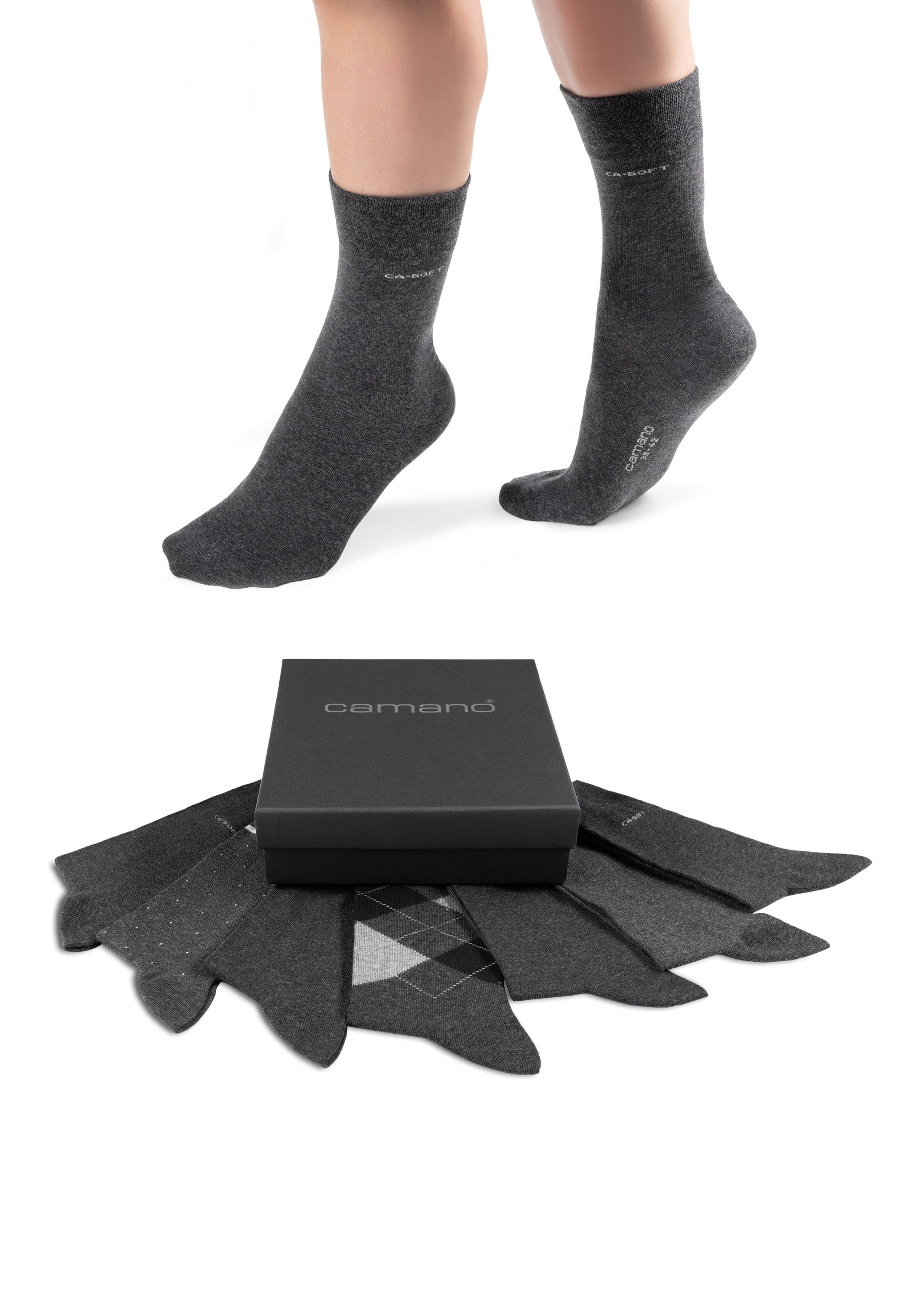 ca-soft weichem mit (7-Paar) anthrazit Camano Socken Komfortbund
