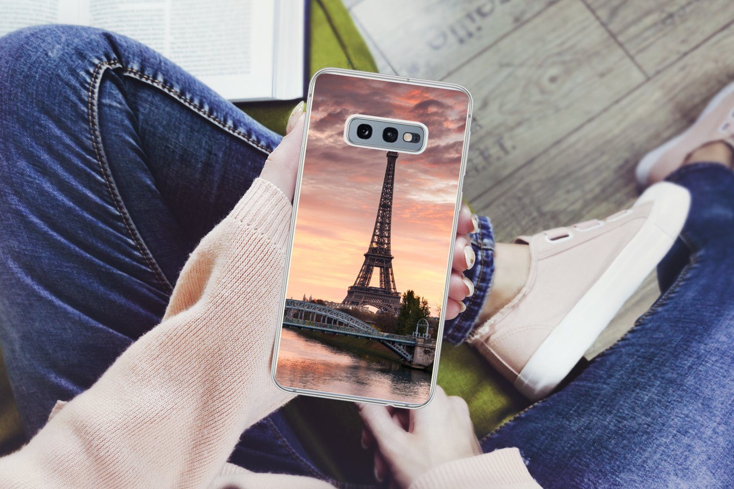 MuchoWow Handyhülle für Samsung Galaxy S10e Paris - Eiffelturm - Brücke, Phone Case, Silikon, Schutzhülle Dünn
