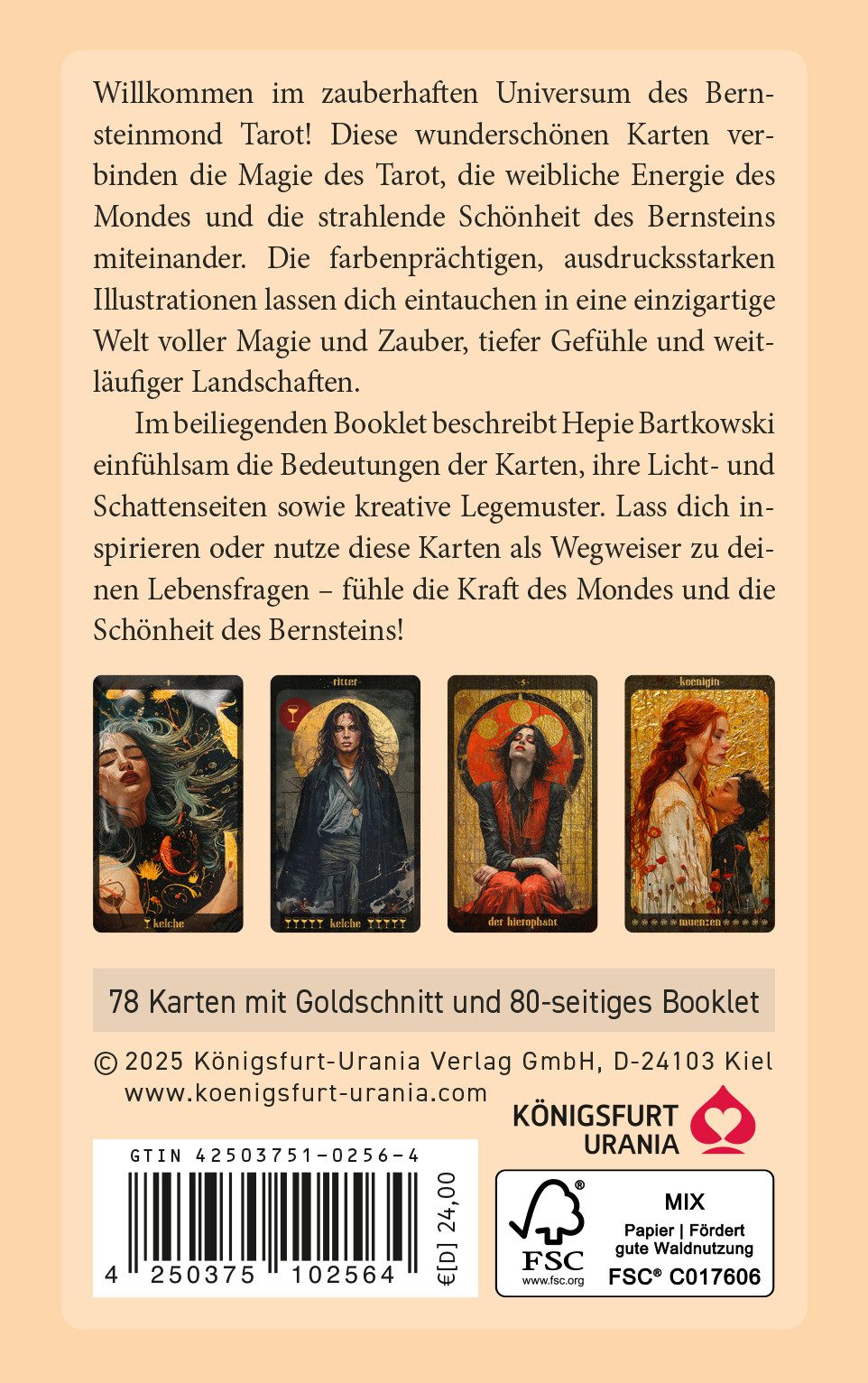 Königsfurt-Urania Verlag Spiel Bernsteinmond Tarot - 78 Tarotkarten und 80-seitiges Booklet