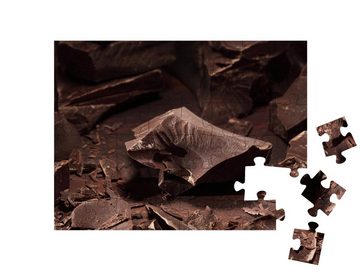 puzzleYOU Puzzle Dunkle Schokoladenstücke, 48 Puzzleteile, puzzleYOU-Kollektionen Schokolade