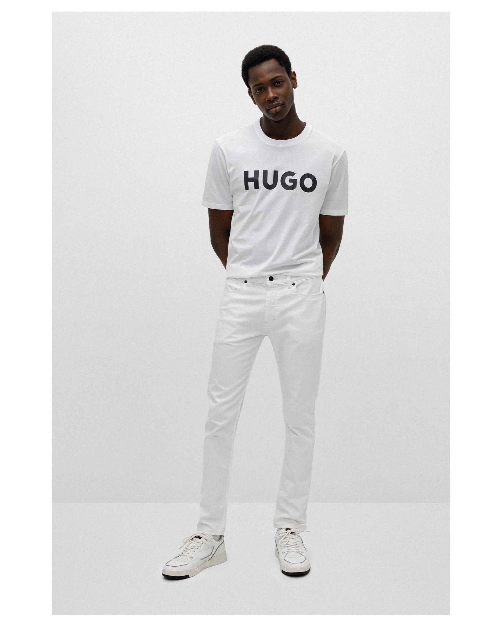(1-tlg) Herren (100) HUGO T-Shirt DULIVIO T-Shirt weiß