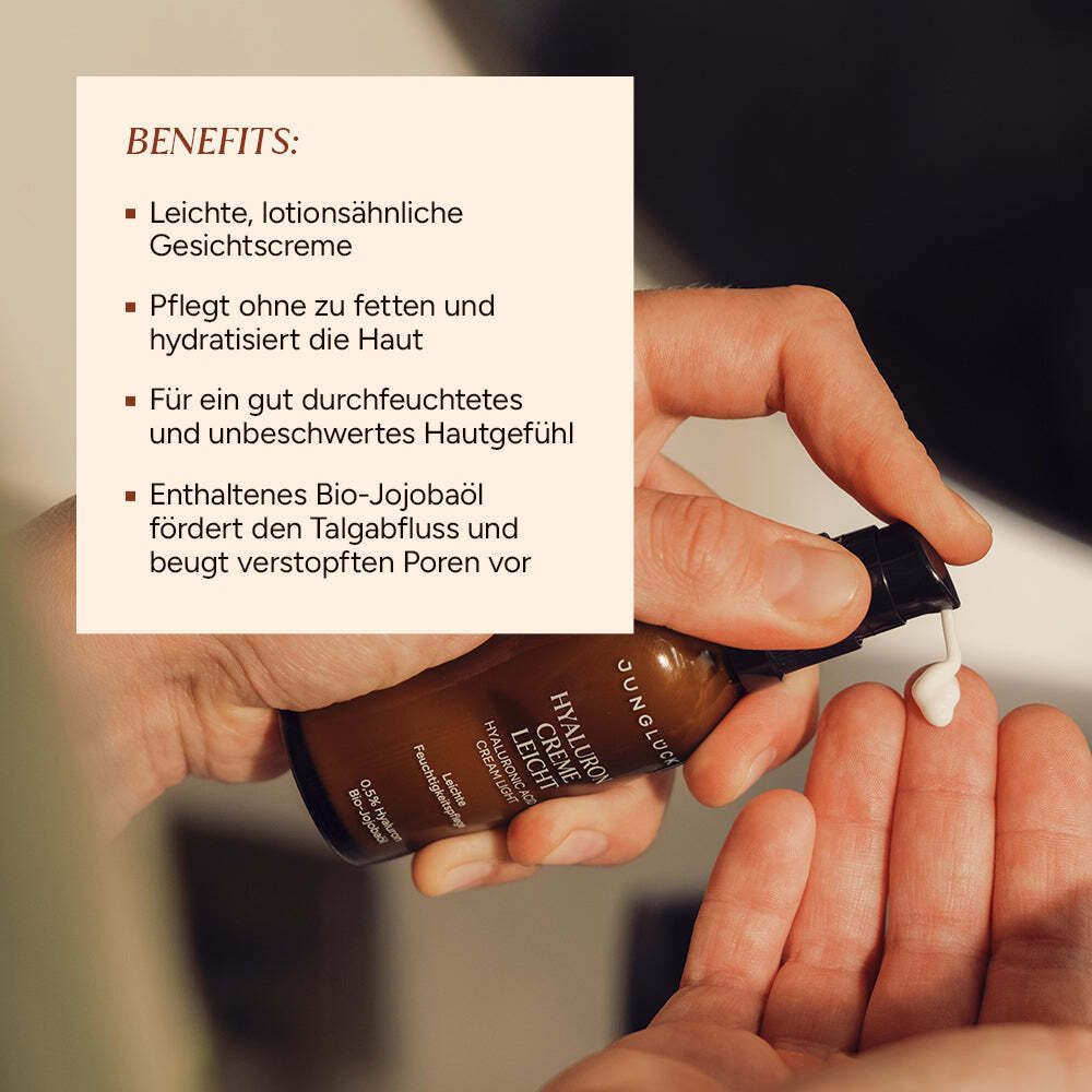 JUNGLÜCK Tagescreme Hyaluron Creme Leicht - Tages- & Nachtpflege, 1-tlg., Leichte Feuchtigkeitspflege besonders für ölige und unreine Haut