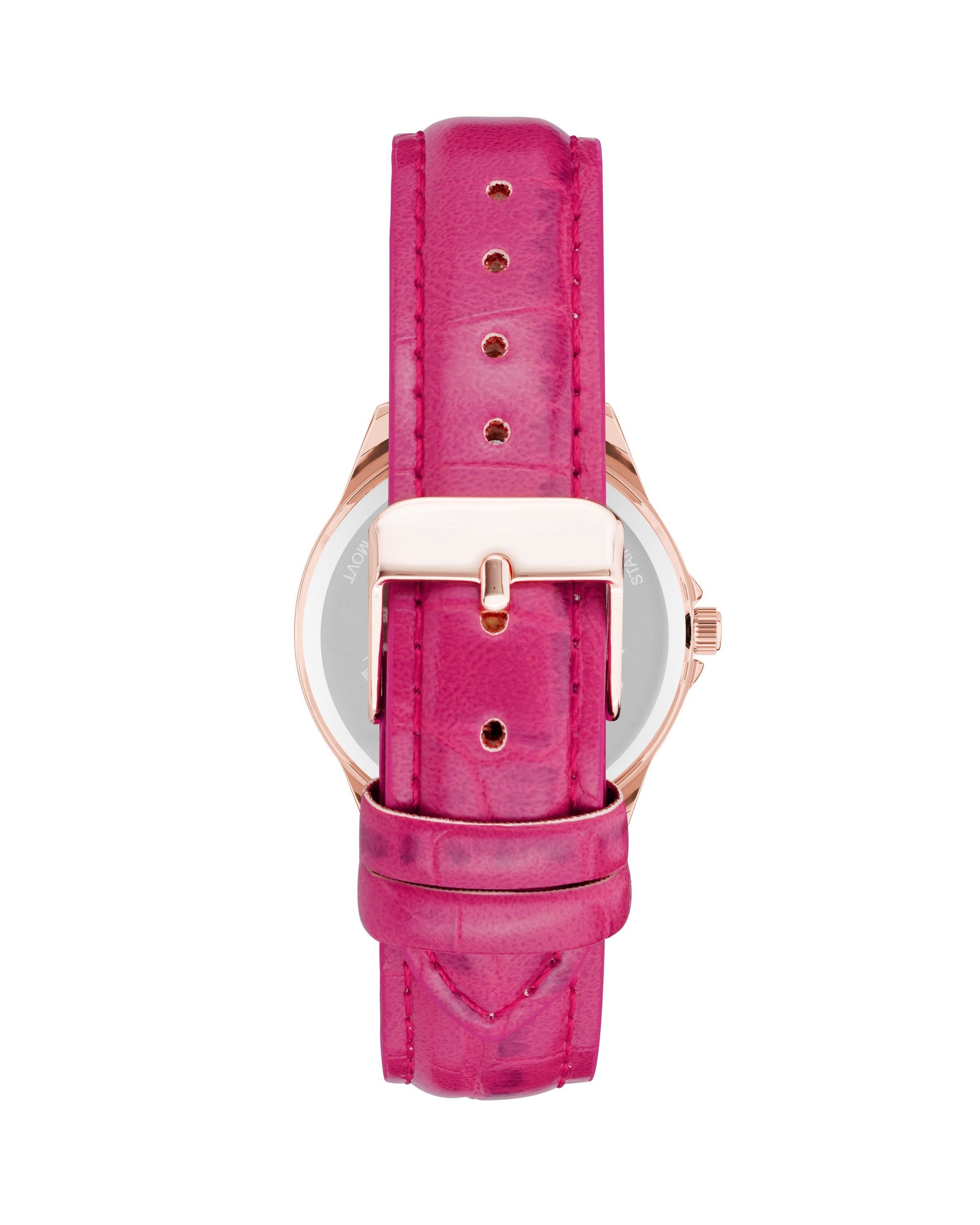 Damen Uhren Juicy Couture Quarzuhr JC/1220RGPK roségold mit Lederarmband und Tachymeter, Leder