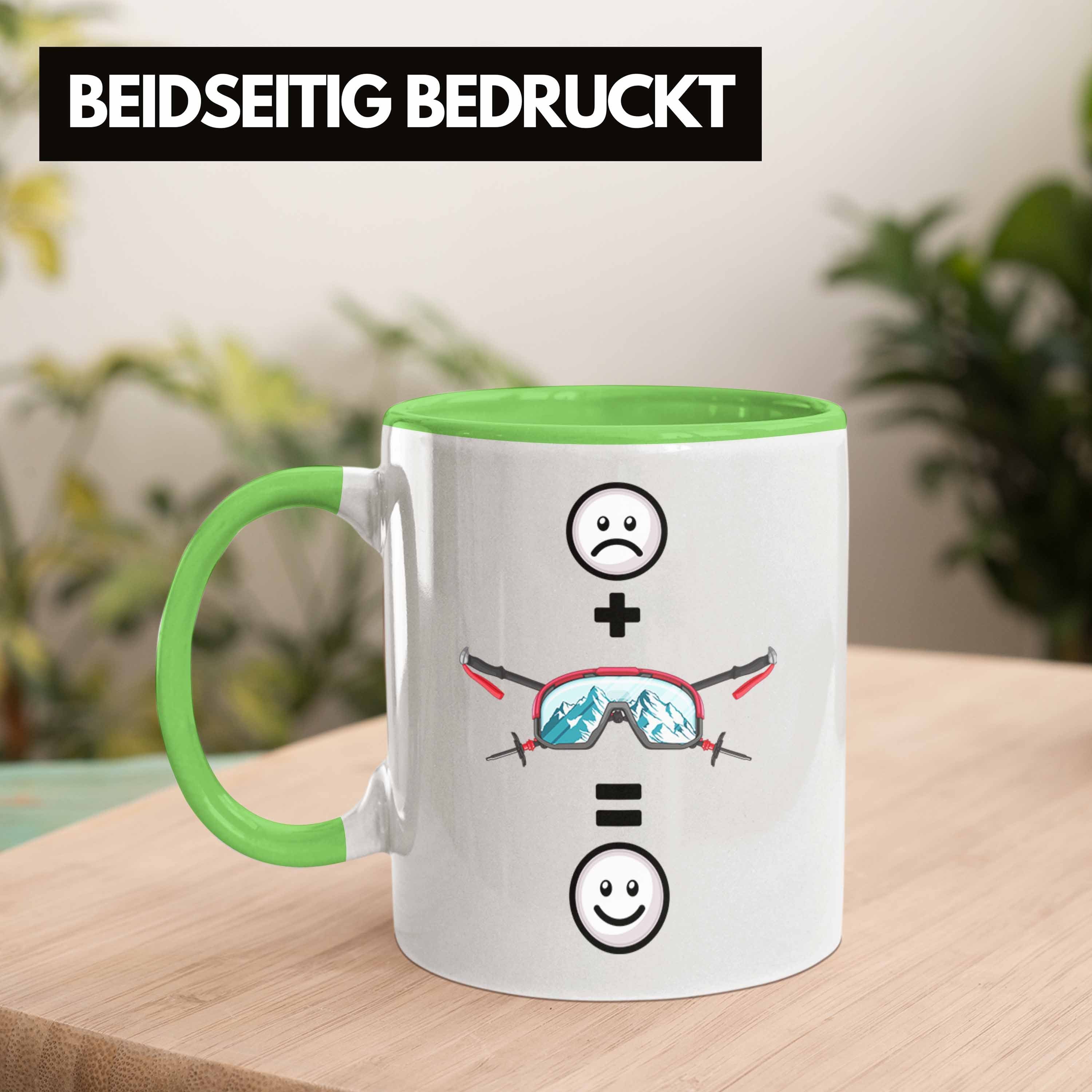 Trendation Tasse Ski Tasse Geschenk Grün Geschen Skifahrer Lustige Brille) für :(Ski