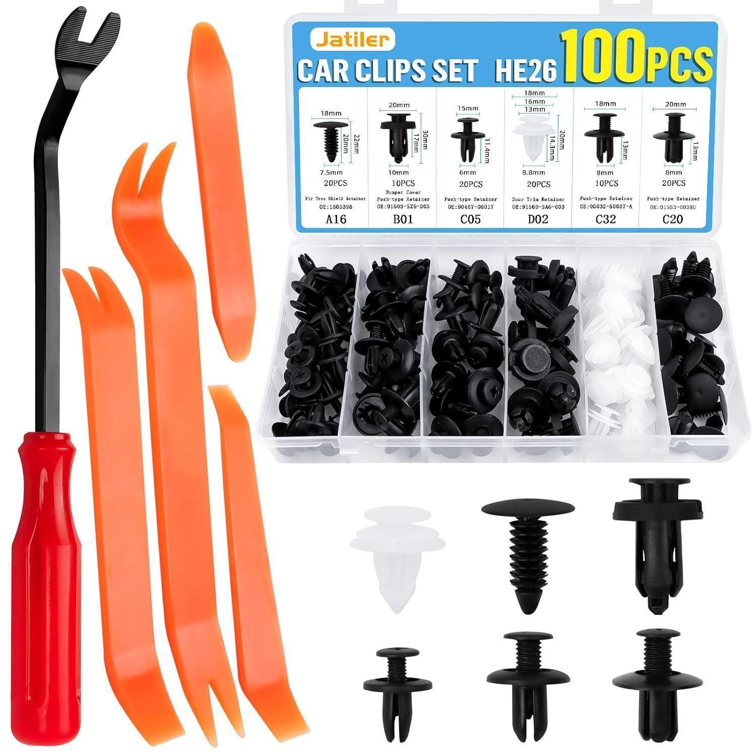 LuxusKollektion Leisten-Befestigungsclips Befestigungsclips 100 Stück Universal 6 Größen Nylon mit Entferner