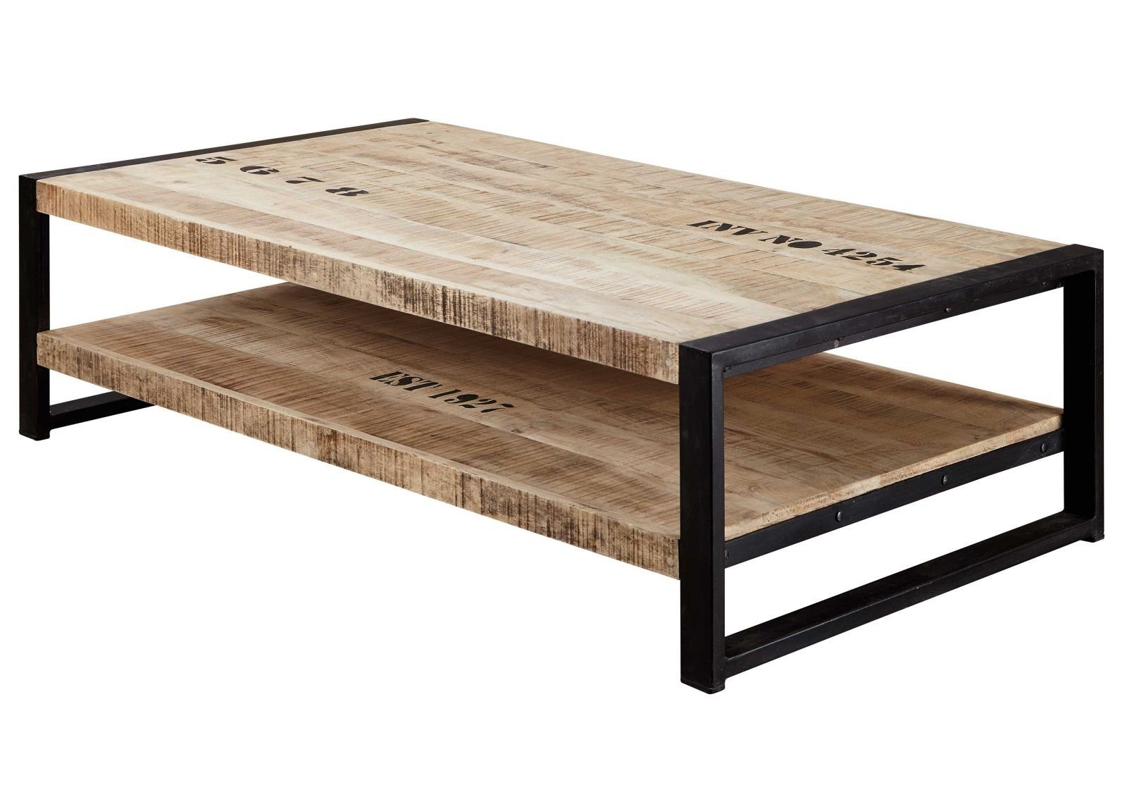 Massivmoebel24 Couchtisch FACTORY (Couchtisch Mango 140x80x40 natur bedruckt FACTORY #126), Couchtisch Mango 140x80x40 natur bedruckt FACTORY #126