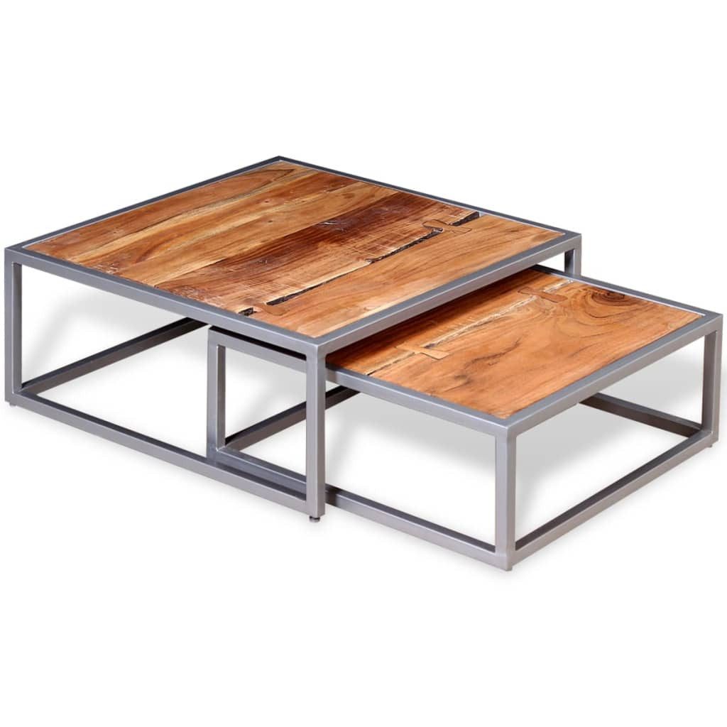 vidaXL Couchtisch 2-tlg. Couchtisch-Set Massivholz (2-St)