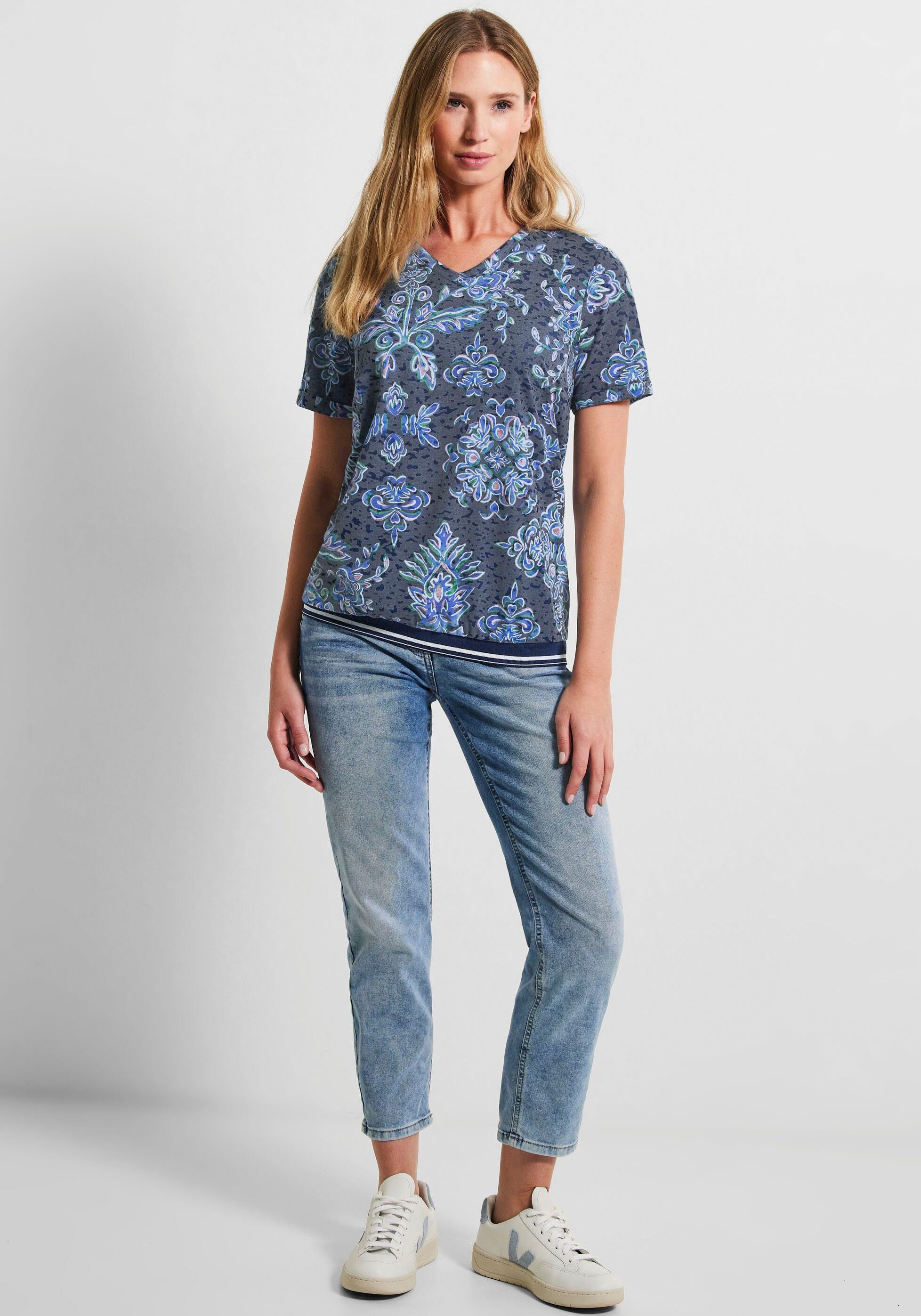 einem blue Cecil deep angesagten Burn Look Out in Print-Shirt