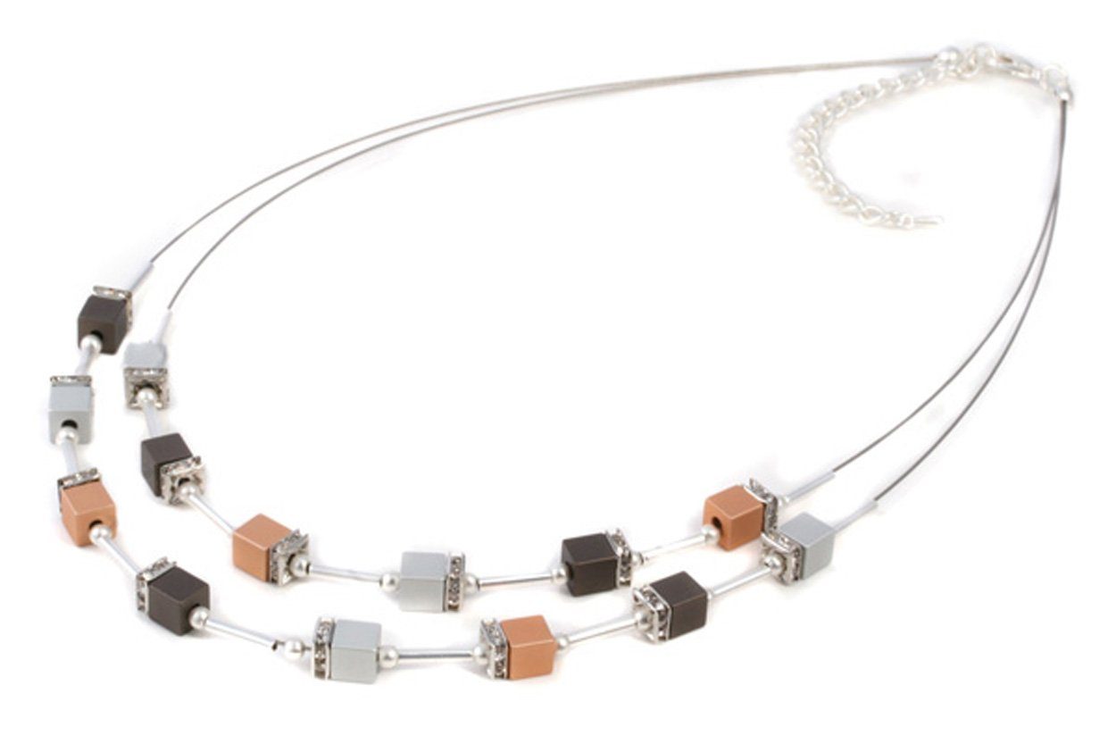 traumschmuck Halsreif 209f 2-reihig Alu Collier Halskette Halsreif Aluminium Cube Würfel (incl. Schmuckbox), handgefertigt made in Germany