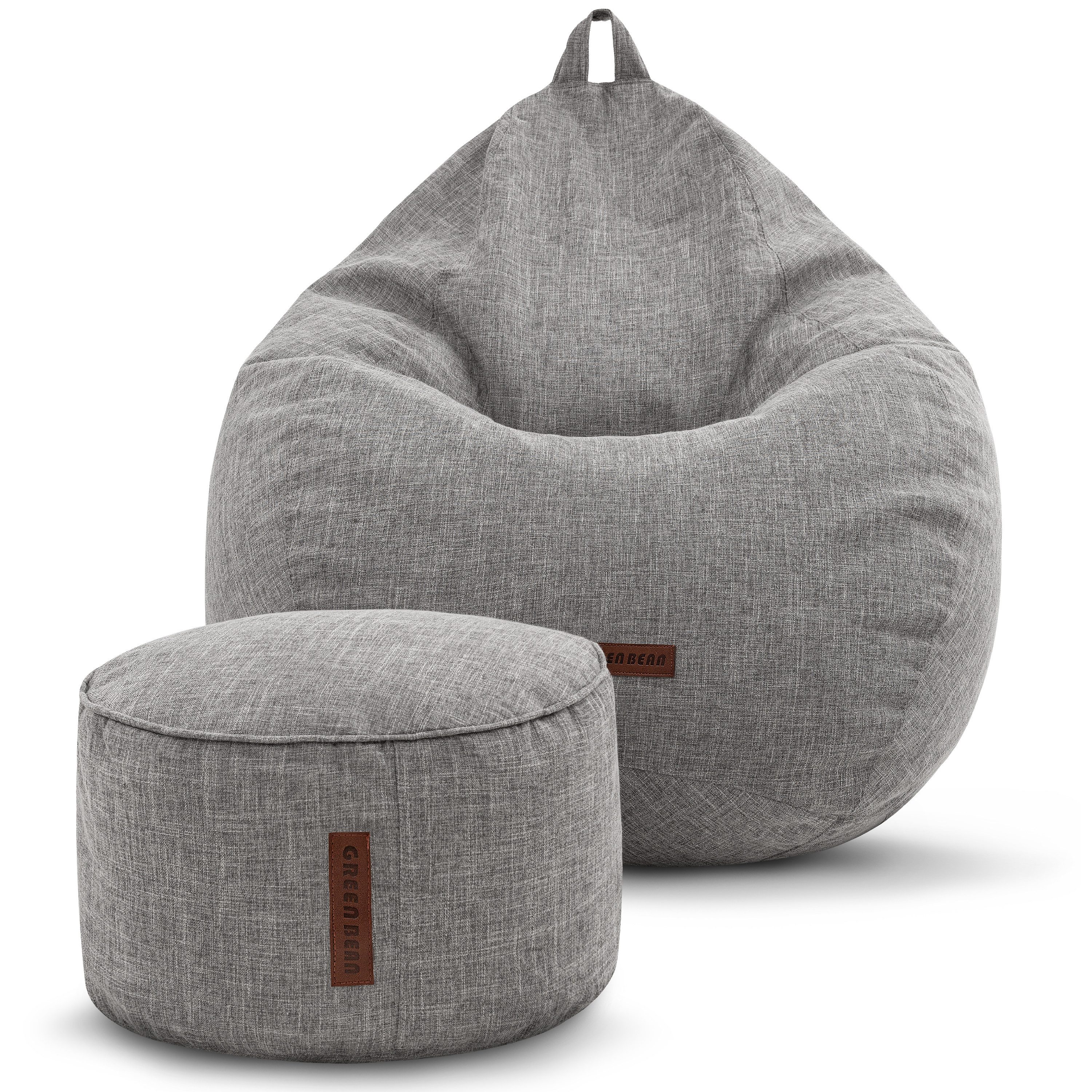Green Bean Sitzsack Home-Linen (Indoor Riesensitzsack und Pouf mit EPS-Perlen Füllung, Kuschelig Weich Waschbar), Drinnen Stoff Bodenkissen Liegekissen Sitzkissen Lounge