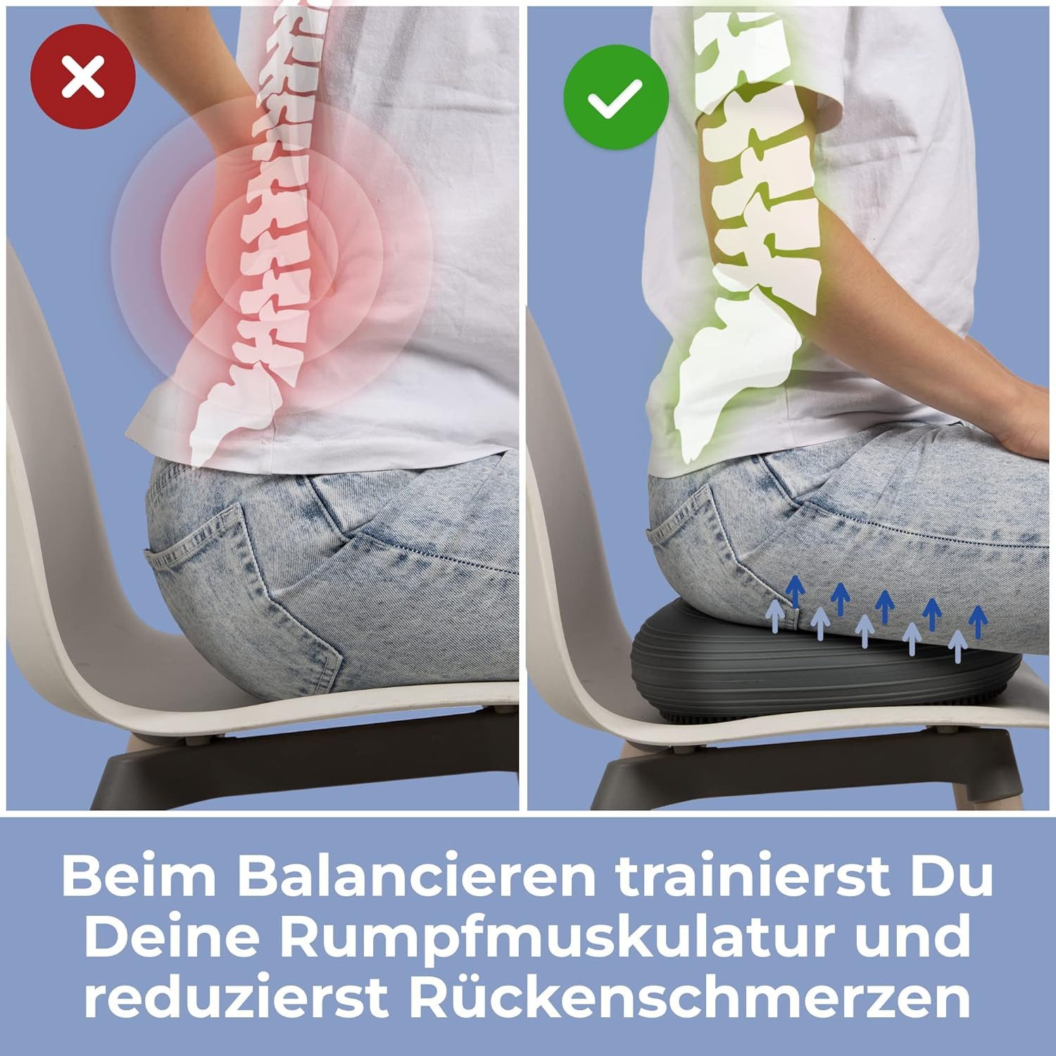 EVEREST FITNESS Stützkissen Everest Fitness Balancekissen orthopädisch Ø33 cm, grau