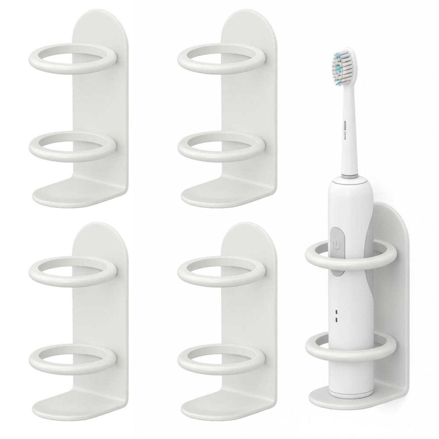 LuxusKollektion Zahnbürstenhalter Zahnbürstenhalter Set 4x Weiss Saugnapf