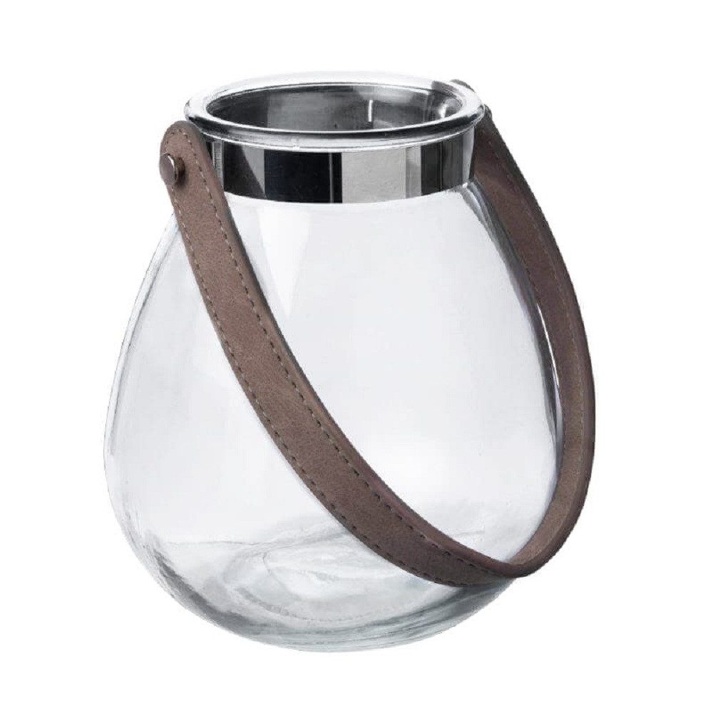 Sandra Rich Windlicht Glaslaterne "BELLY" Ø 14 x 16cm, Kerzenglas Windlicht aus Glas
