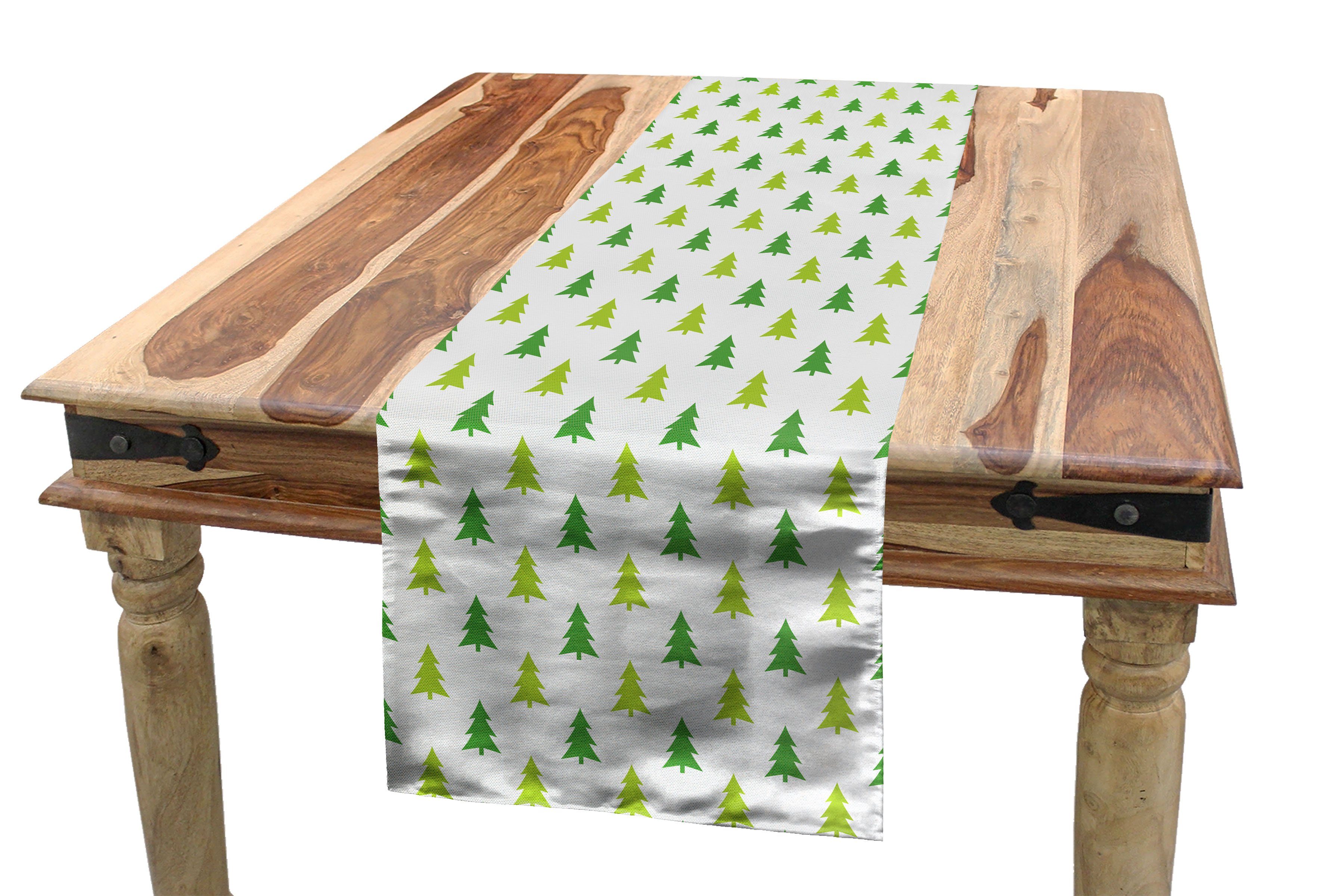 Abakuhaus Tischläufer Esszimmer Küche Rechteckiger Dekorativer Tischläufer, Grünes Weihnachten Monochrome Pine Trees