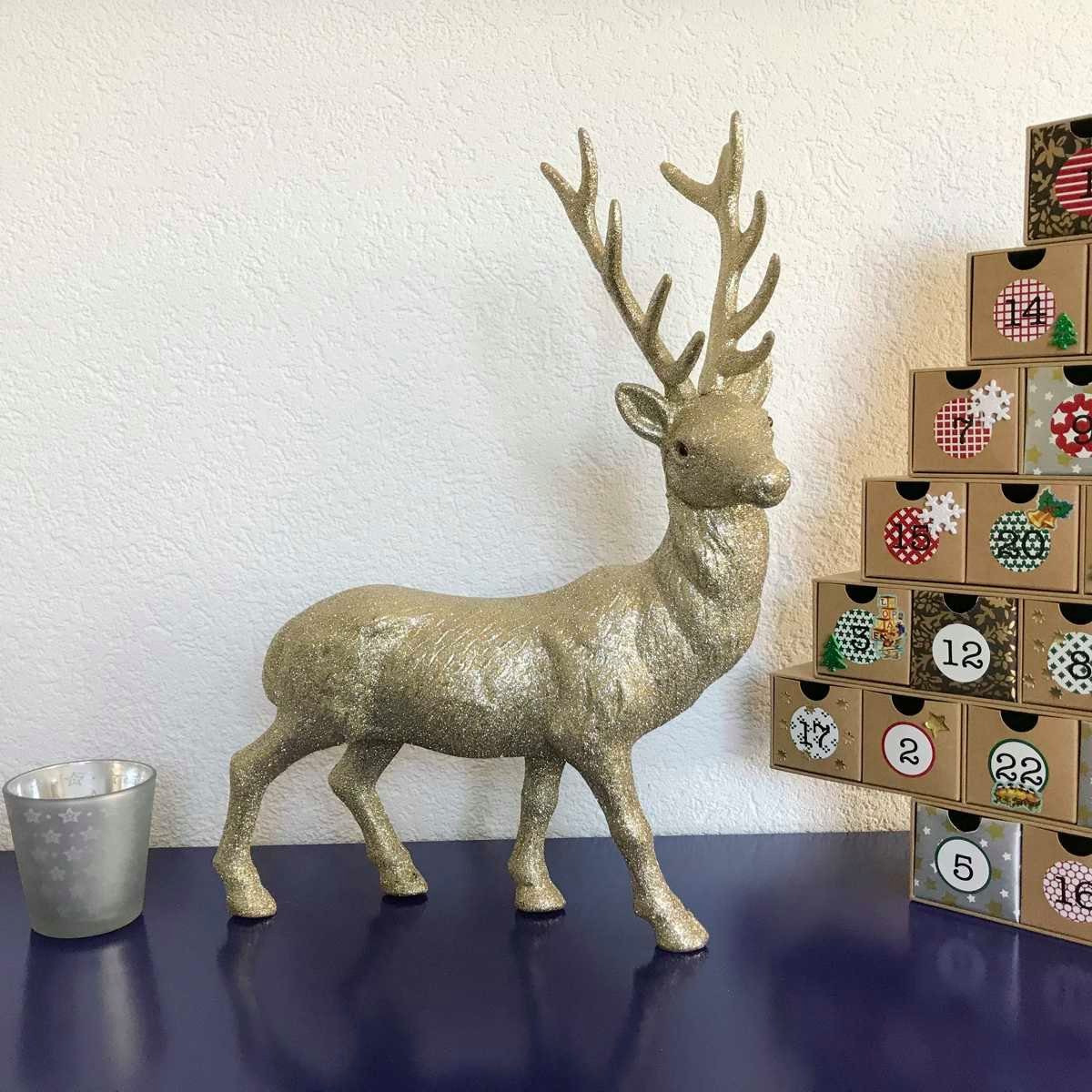 AM Design Dekofigur AM-Design Glitzer Hirsch weißgoldfarben H ca 39cm (Stück)