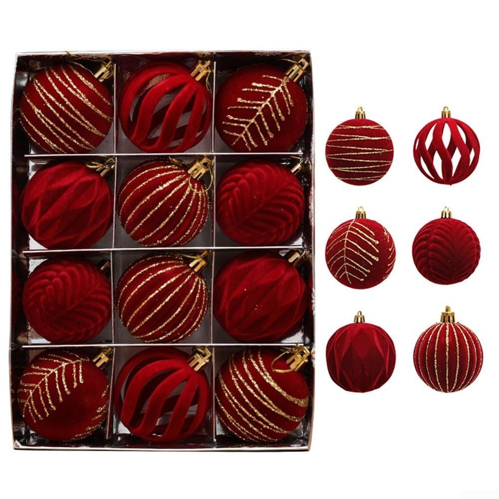 Coonoor Weihnachtsbaumkugel Weihnachtskugeln aus Sam 12-teiliges Set, Weihnachtsschmuck (12 St), \Weihnachtsdeko für Neujahrsparty Hochzeit Feiertag