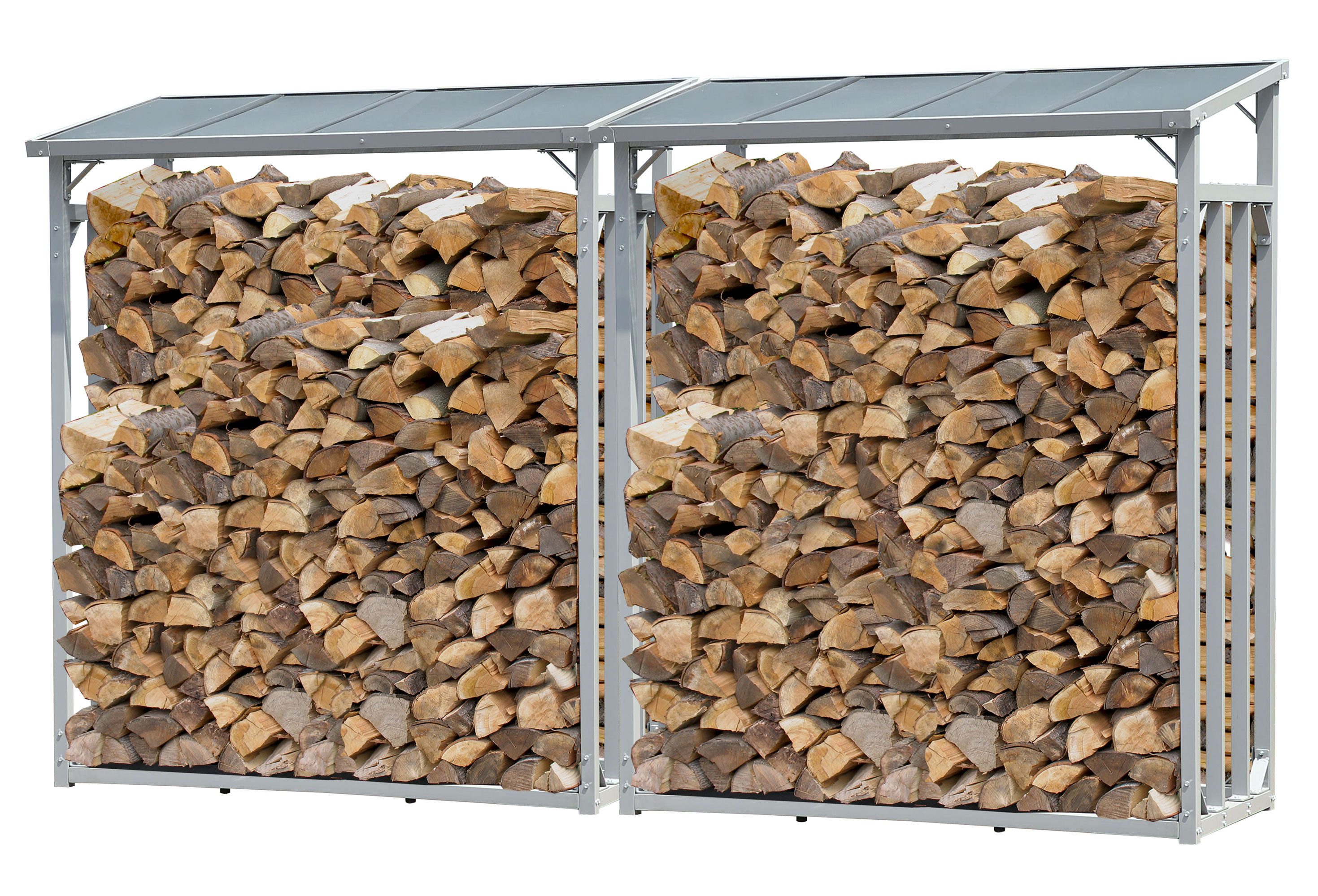 Quick Star Kaminholzregal Außen Aluminium 2er Set Pro mit / ohne Wetterschutz, BxTxH:130x70x185 cm, (2 Stück)
