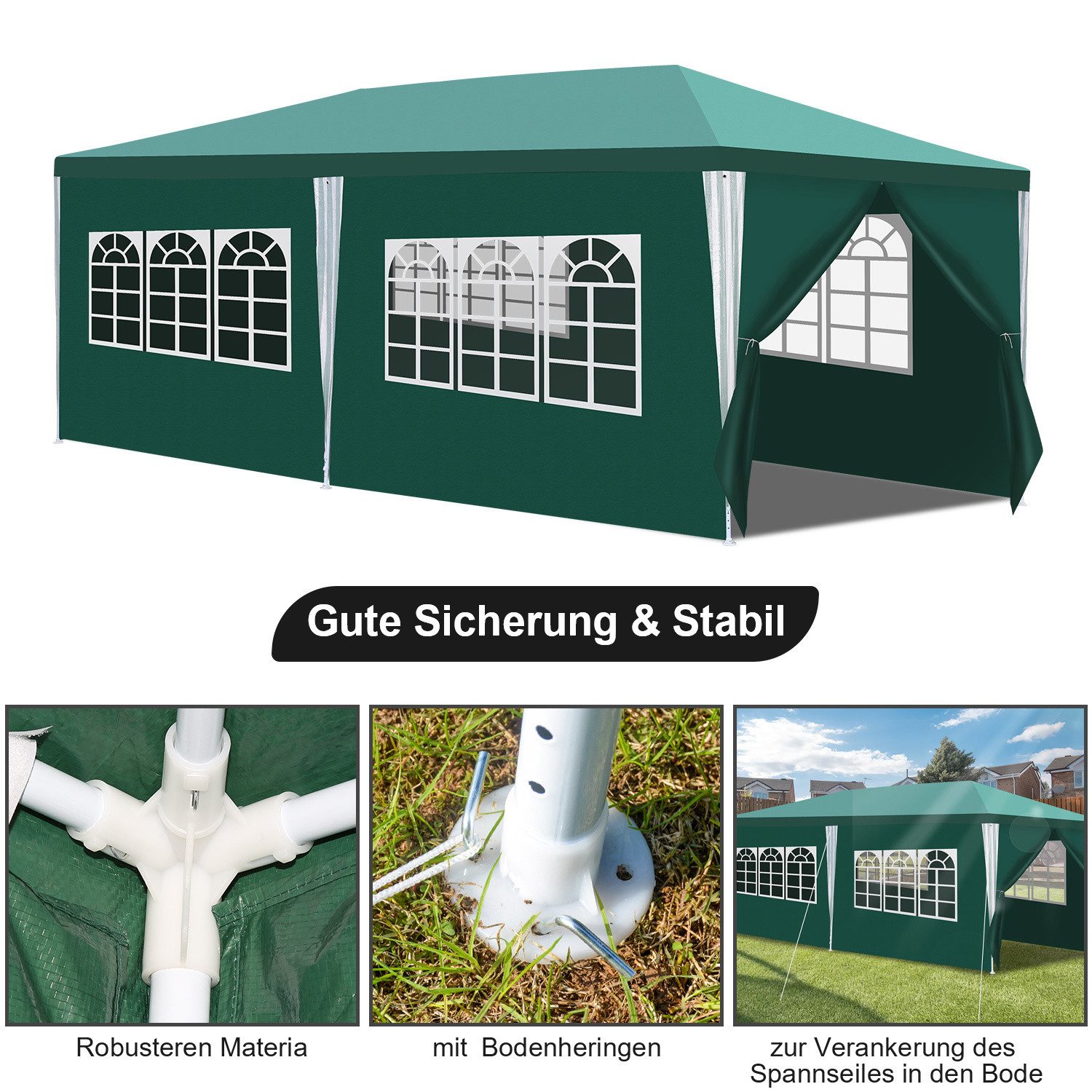 Clanmacy Pavillonseitenteil pavillon 3x6 m Gartenpavillon mit seitenteilen wasserdicht – Bild 4 von 5