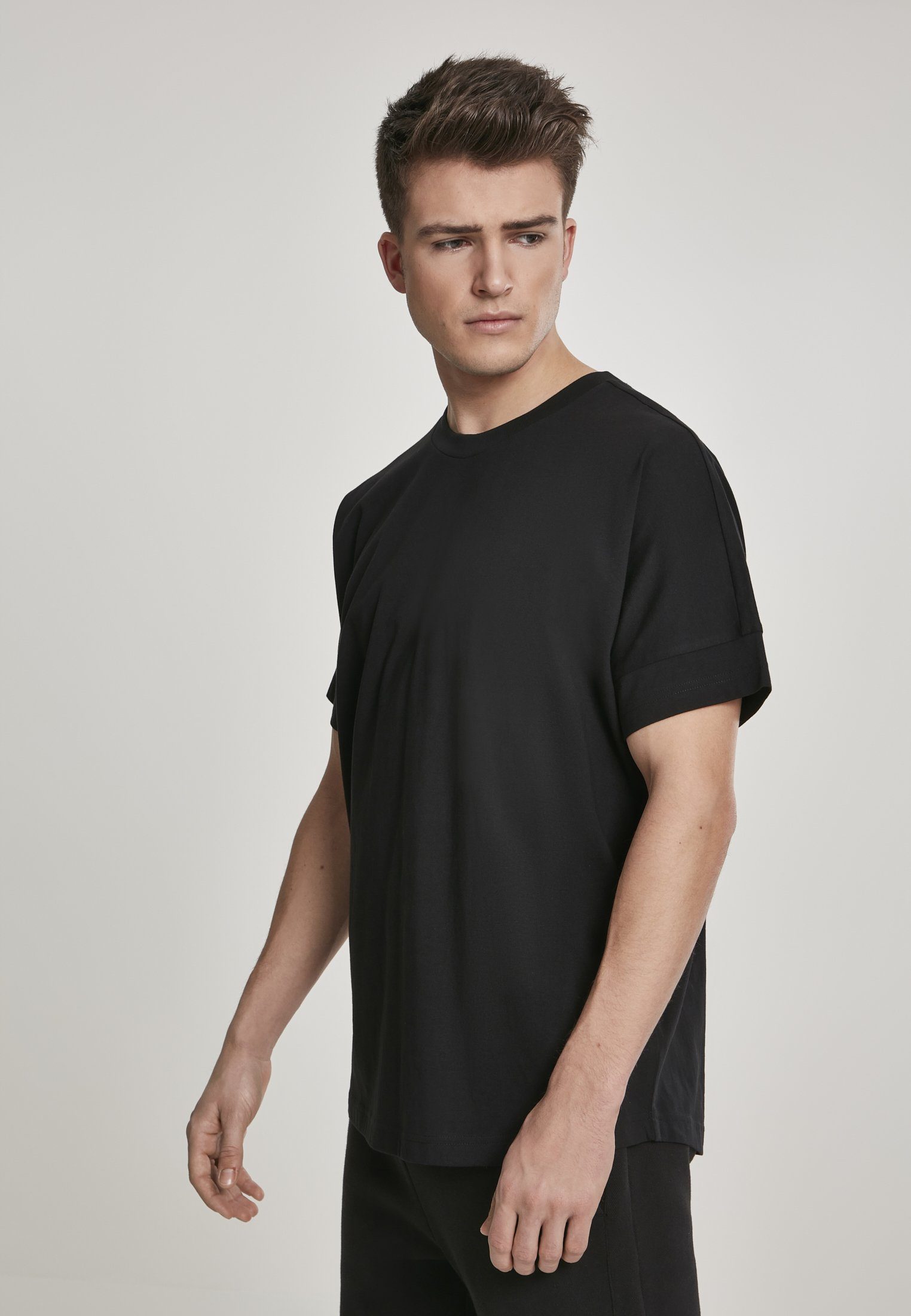 On Sleeve Tee black Oversize TB2686 On Oversize URBAN (1-tlg) Cut T-Shirt Cut Sleeve  T-Shirt CLASSICS