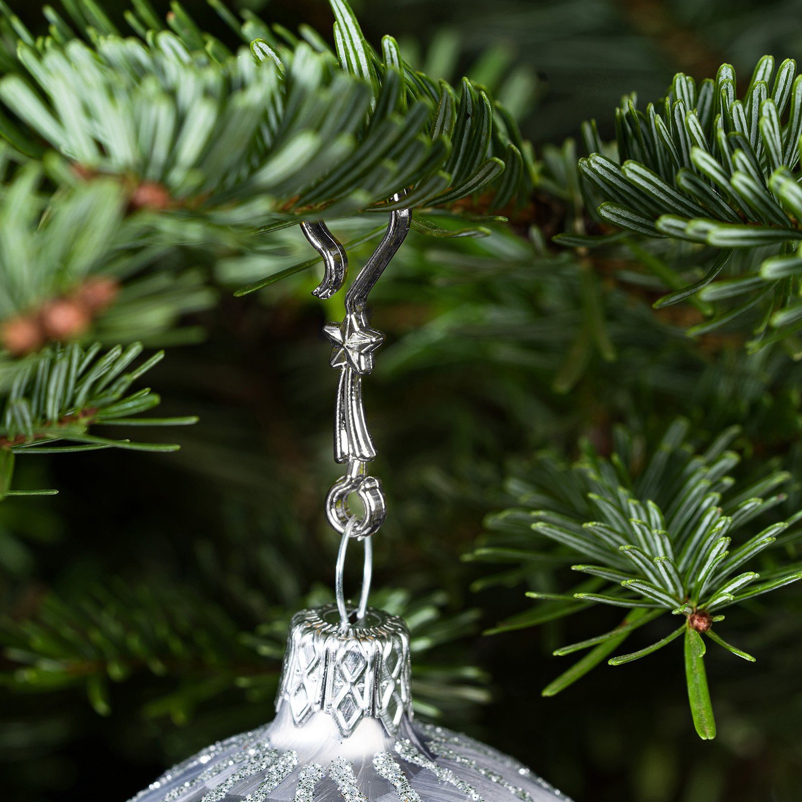 Stück 60 "Chrom Haken Weihnachtsbaumkugel Navidacio Aufhänger Silber Weihnachtskugeln Stern"