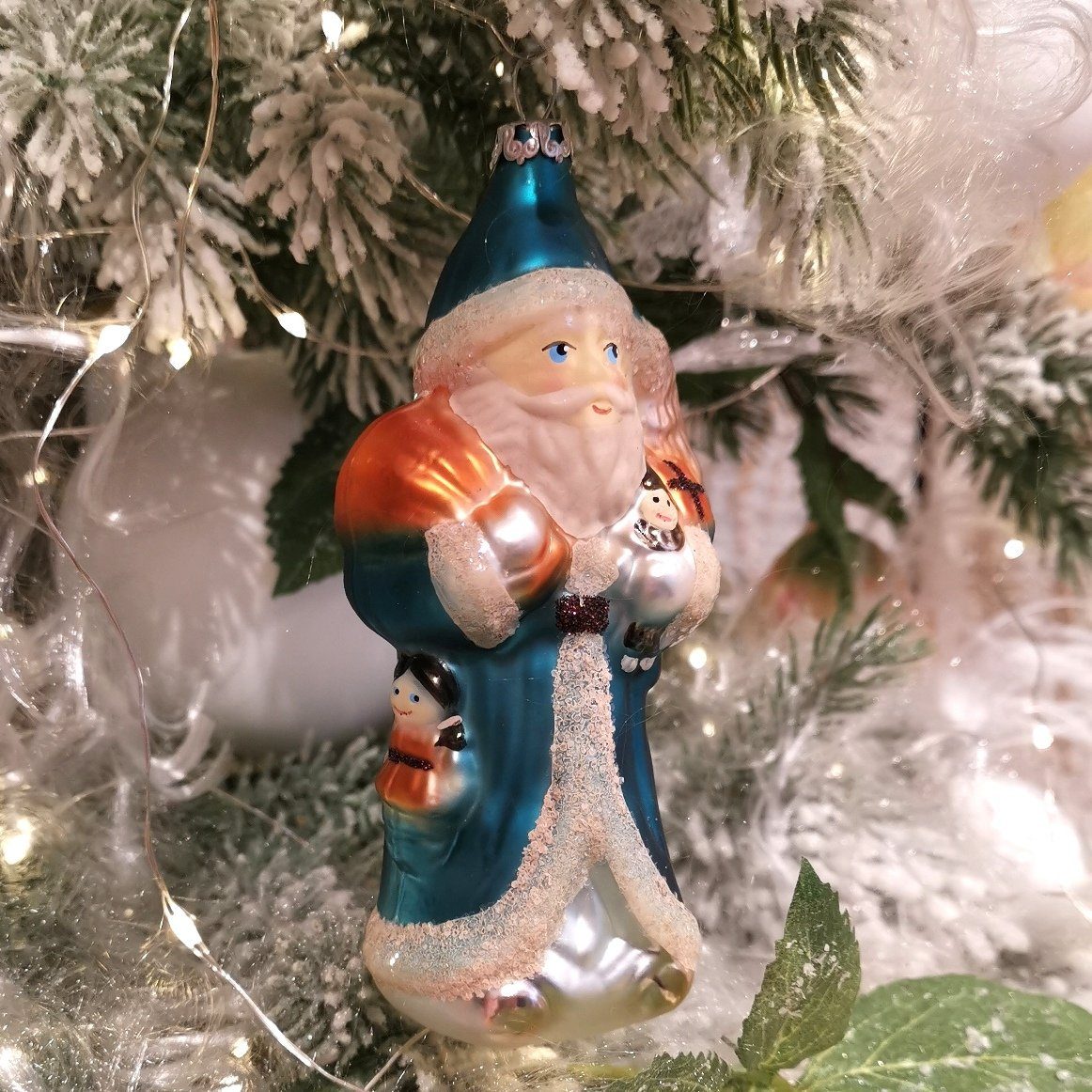 Thüringer Weihnachtsmann Christbaumschmuck handbemalt Thüringer mundgeblasen, Santa, (1-tlg), Glasdesign