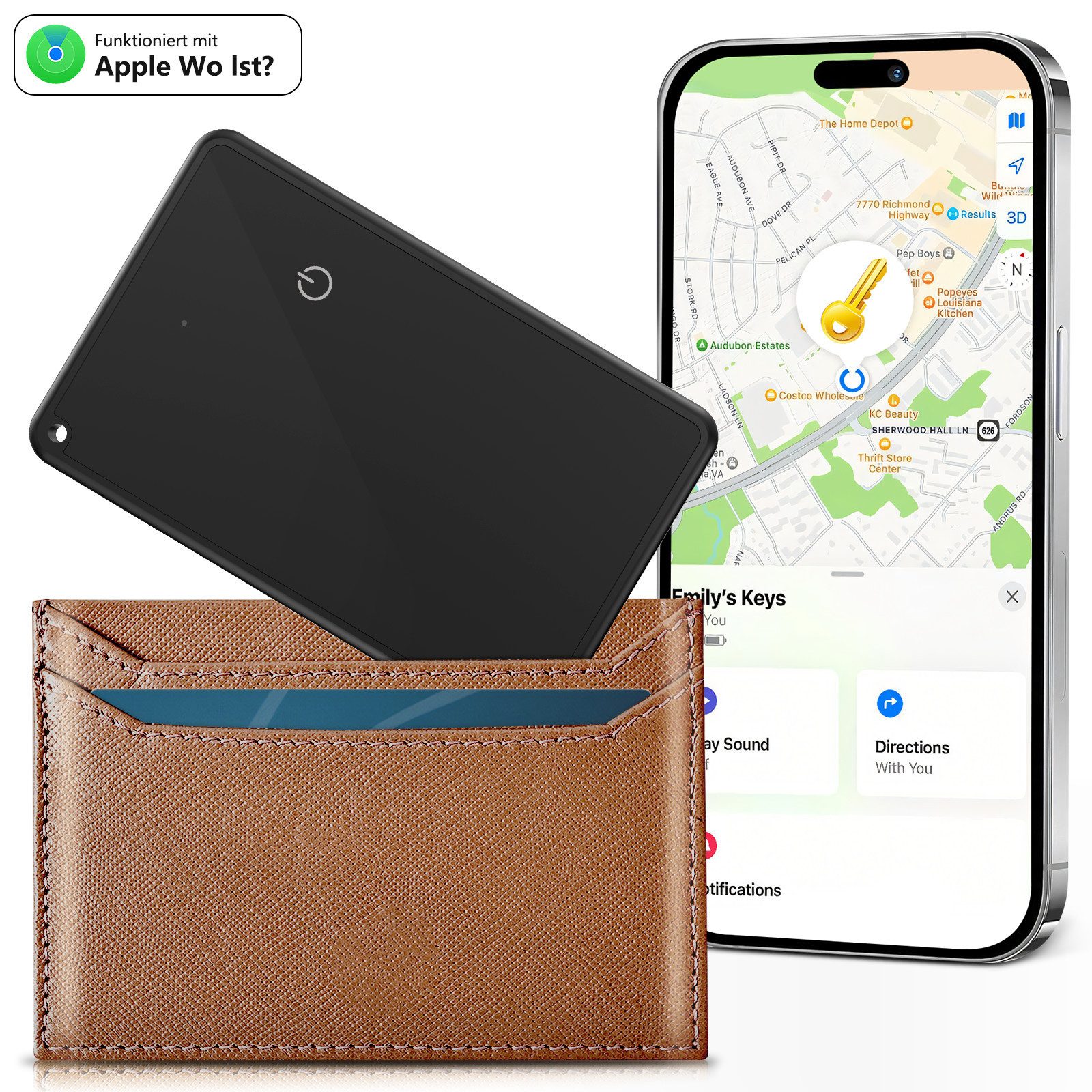 Smart Tag Karte,Bluetooth-Tracker für die Brieftasche,100% Datenschutz GPS-Tracker