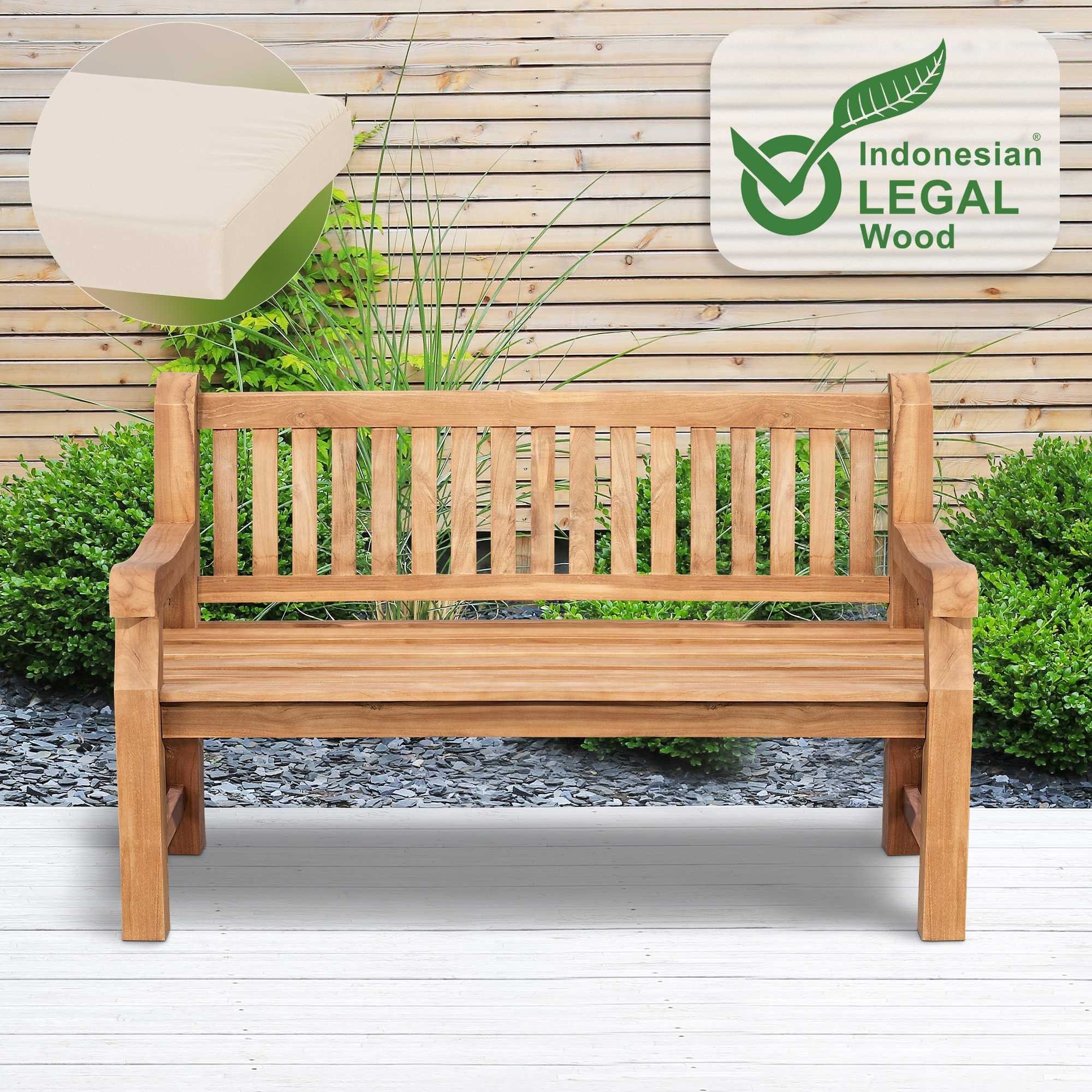furnicato Gartenbank Naturholz Bank Jackson 150x61x93 cm creme (1-St)