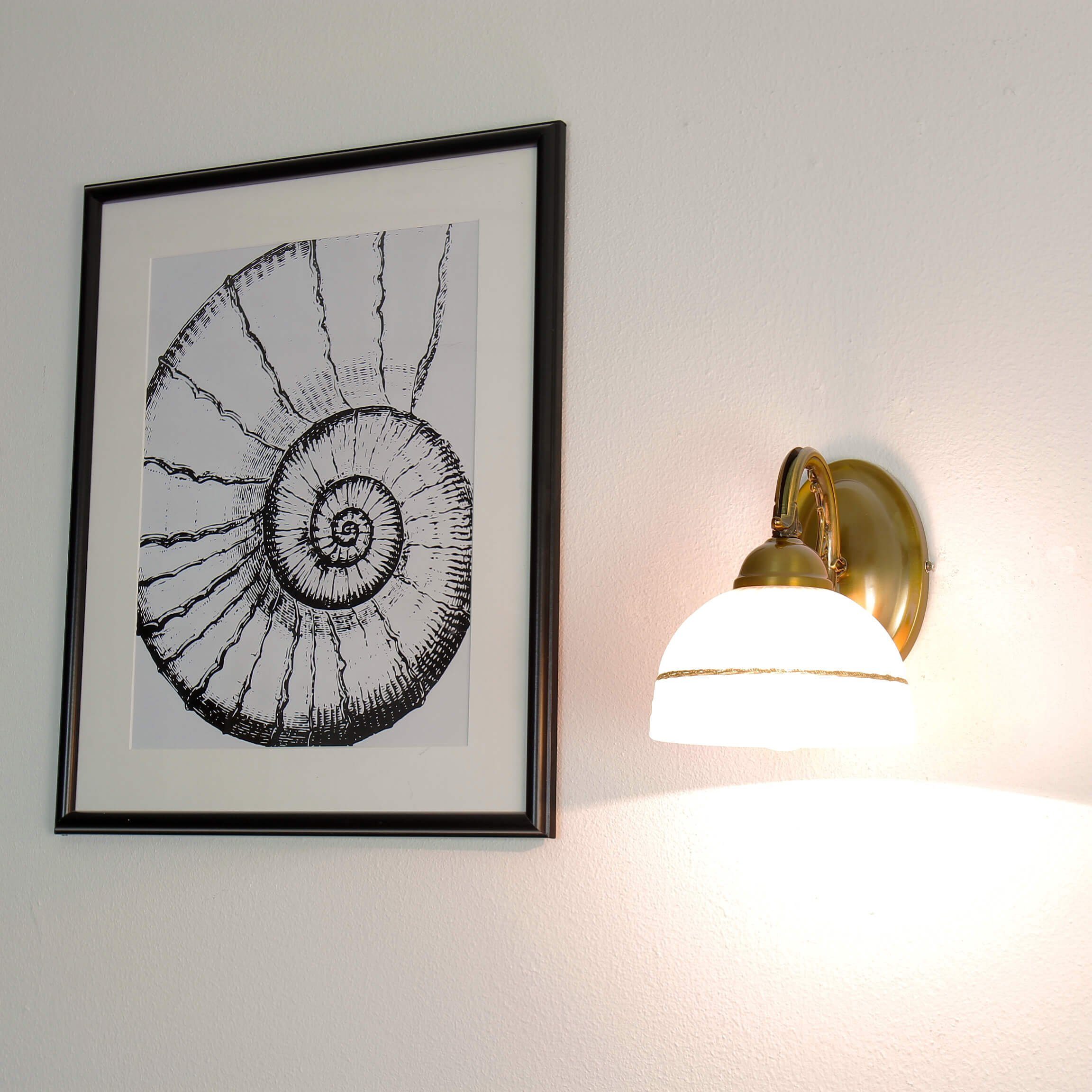 Wohnzimmer ohne Leuchtmittel, Glasschirm Bronze Lampe Jugendstil Licht-Erlebnisse Schlafzimmer FLOSSI, Wandlampe Wandleuchte