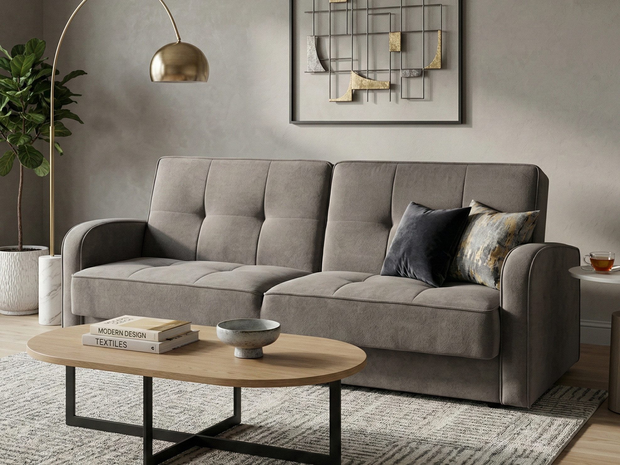 Beautysofa Schlafsofa PAVO 3-Sitzer mit Armlehnen, mit Bettfunktion und Bettkasen