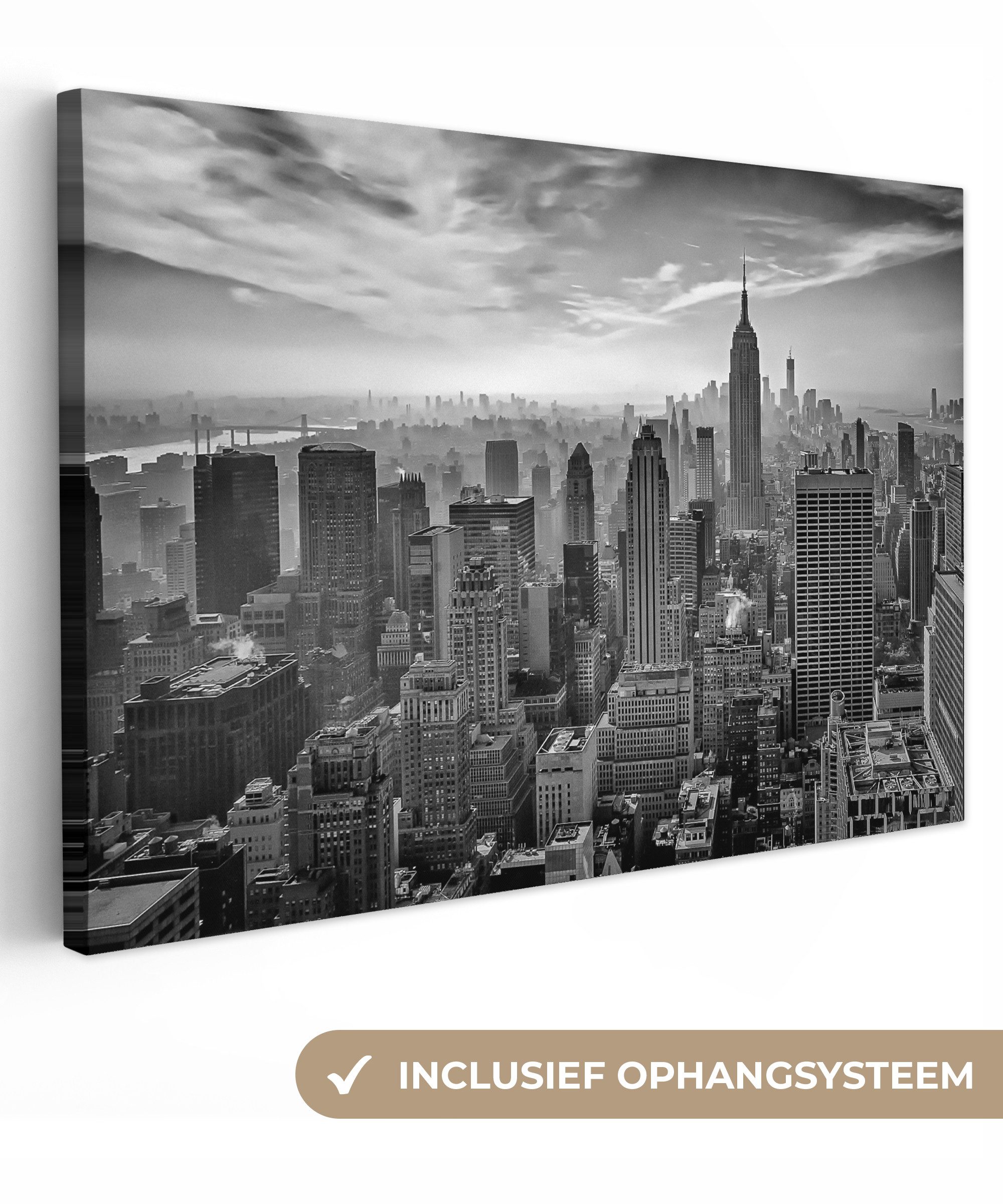 OneMillionCanvasses® Leinwandbild Architektur - Schwarz und weiß - Stadt - Skyline - New York, Fotodruck (1 St), Leinwand Bilder Klein, Wand Dekoration Aesthetic 30x20 cm