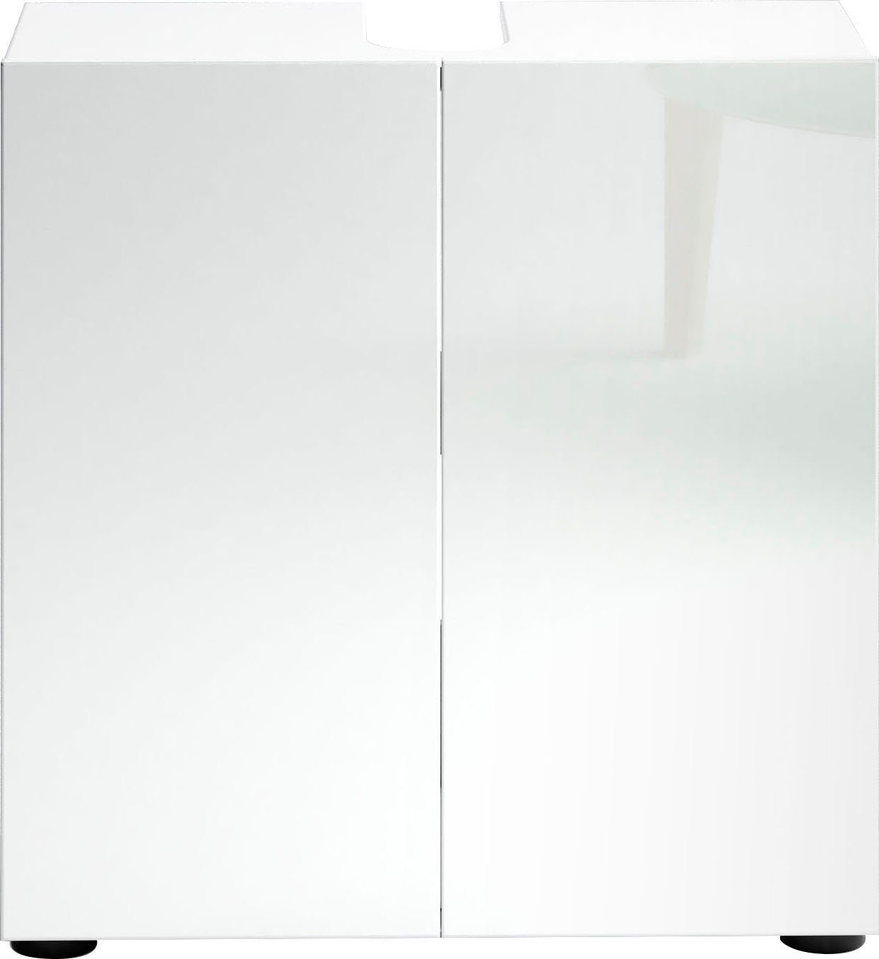 welltime Waschbeckenschrank MISTER, WBU, Bad-Unterschrank, 60 cm breit, 2 Türen, 2 Fächer Badmöbel, Hochglanz lackiert, Made in Italy, mit Siphonausschnitt