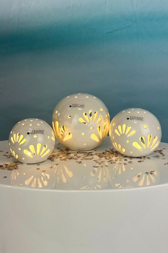 TIZIANO - DESIGN & EMOTIONS Dekofigur Lichtkugel Volano LED creme-weiß