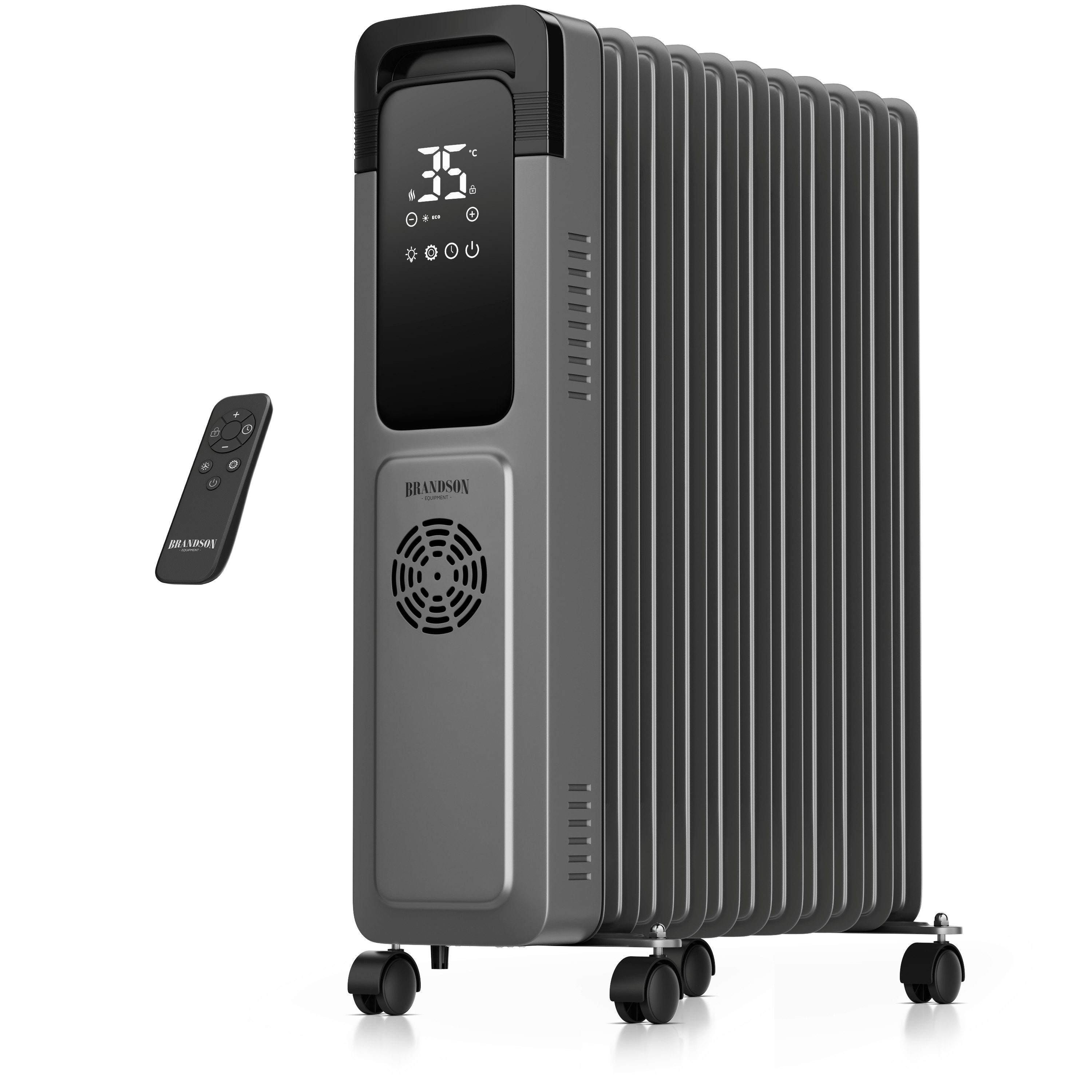 Brandson Ölradiator mit Heizlüfter, 3 Heizstufen, Timer, Fernbedienung, Rollen, 2900 W, ECO- & Frostschutz-Modus, LED-Display, Kippschutz, Kindersicherung