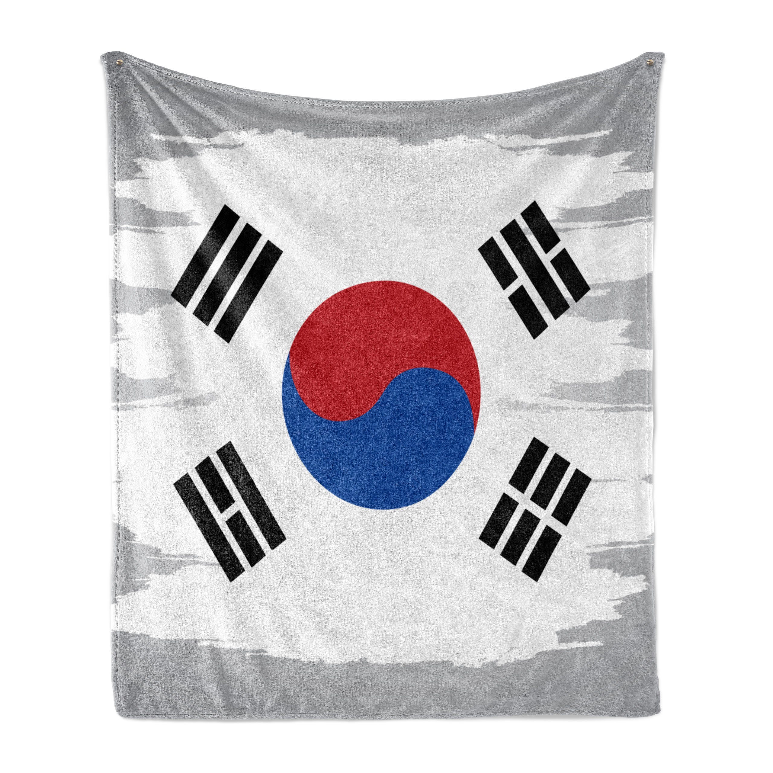 Wohndecke Gemütlicher Plüsch für den Innen- und Außenbereich, Abakuhaus, Korean Flag Grunge Pinsel Farbe