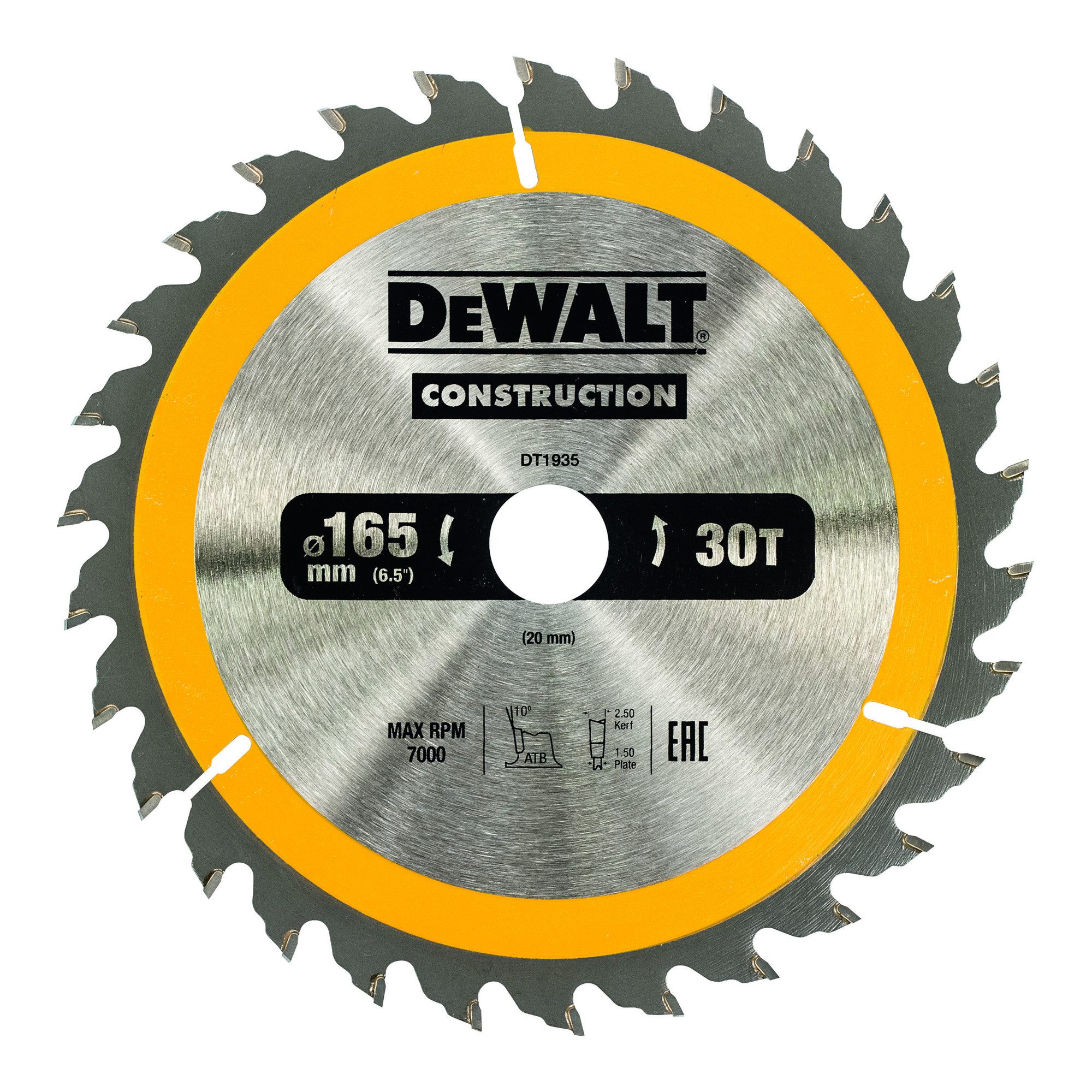 DeWalt Kreissägeblatt DEWALT Kreissägeblatt Handkreissäge 165/20 mm 30WZ DT1935-QZ