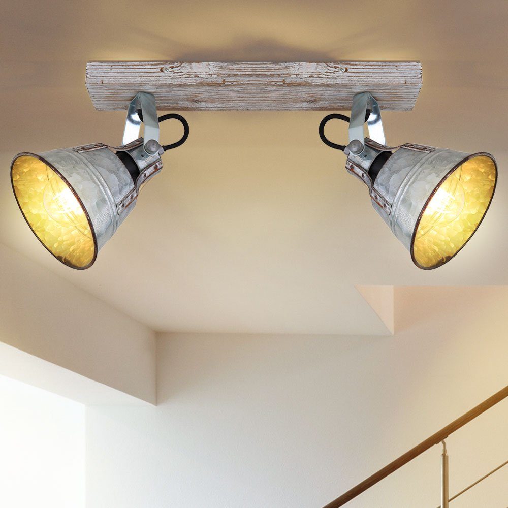 etc-shop LED Deckenleuchte, Leuchtmittel nicht inklusive, Retro Decken Leuchte Holz Spot Ess Zimmer Lampe Licht-Schiene