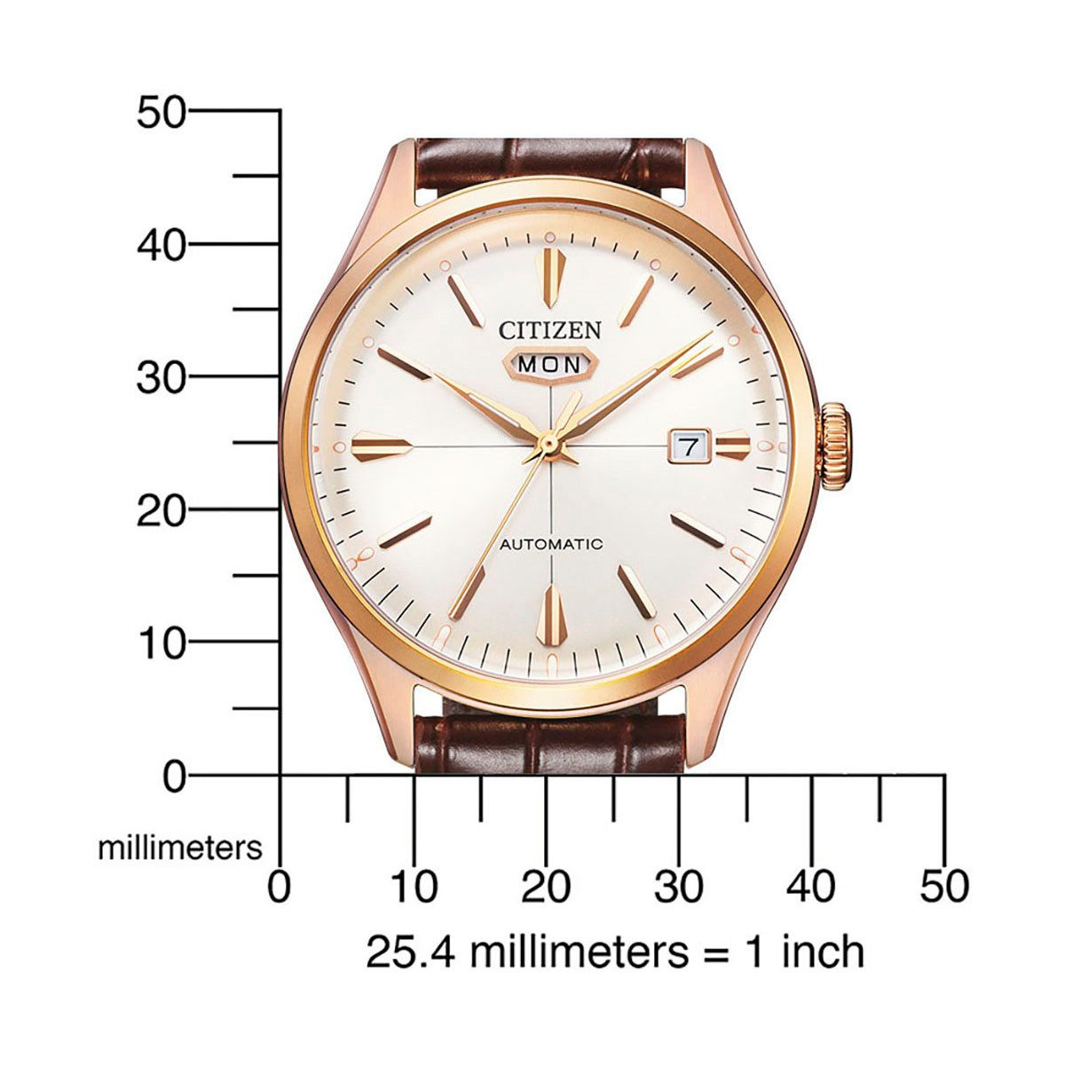 Citizen Automatikuhr Crystal Seven NH8393-05AC, Armbanduhr, Mechanische Uhr, Herrenuhr, Datum, Lederarmband
