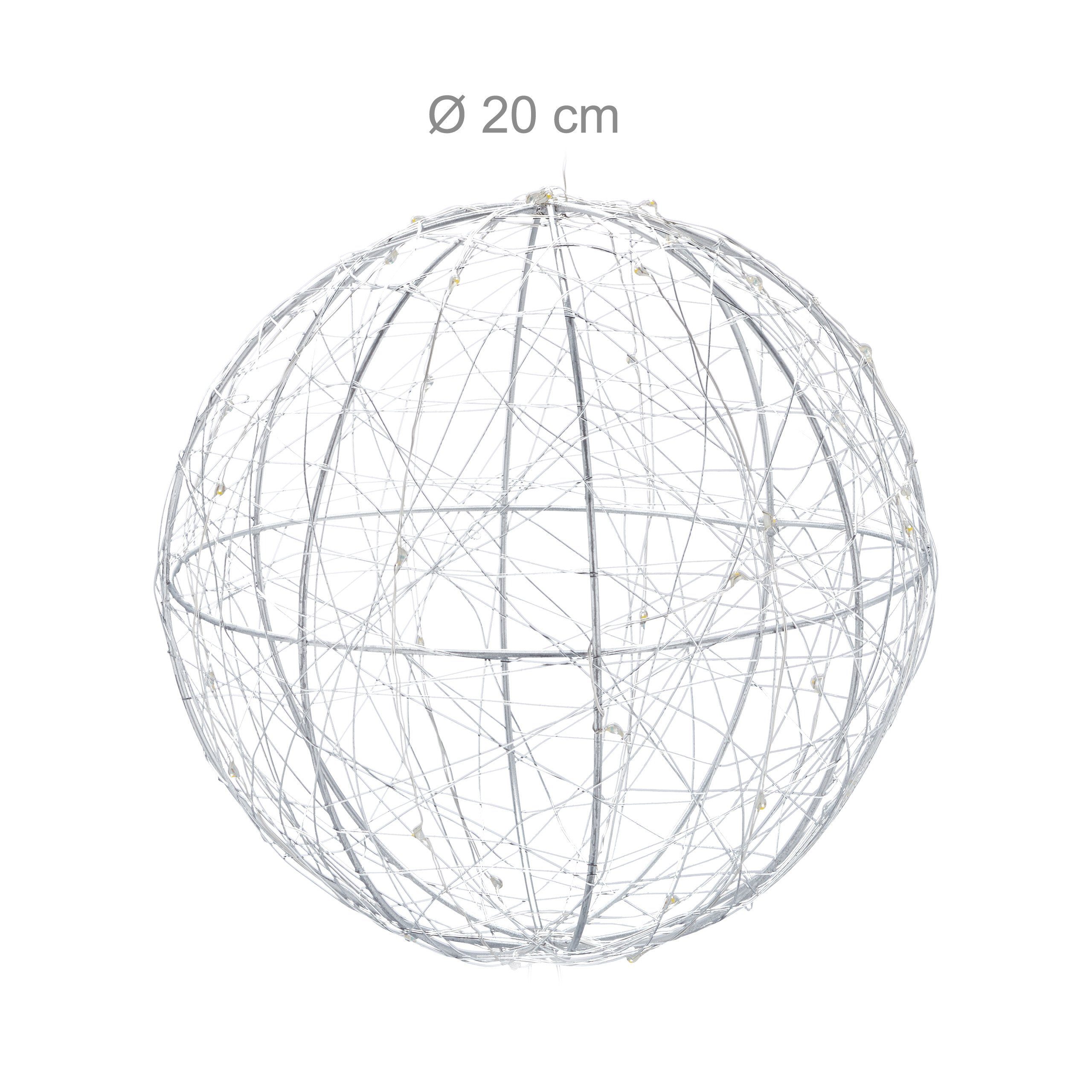 relaxdays LED-Dekofigur 2 x LED Dekokugel 20 cm (2 St) – Bild 4 von 5